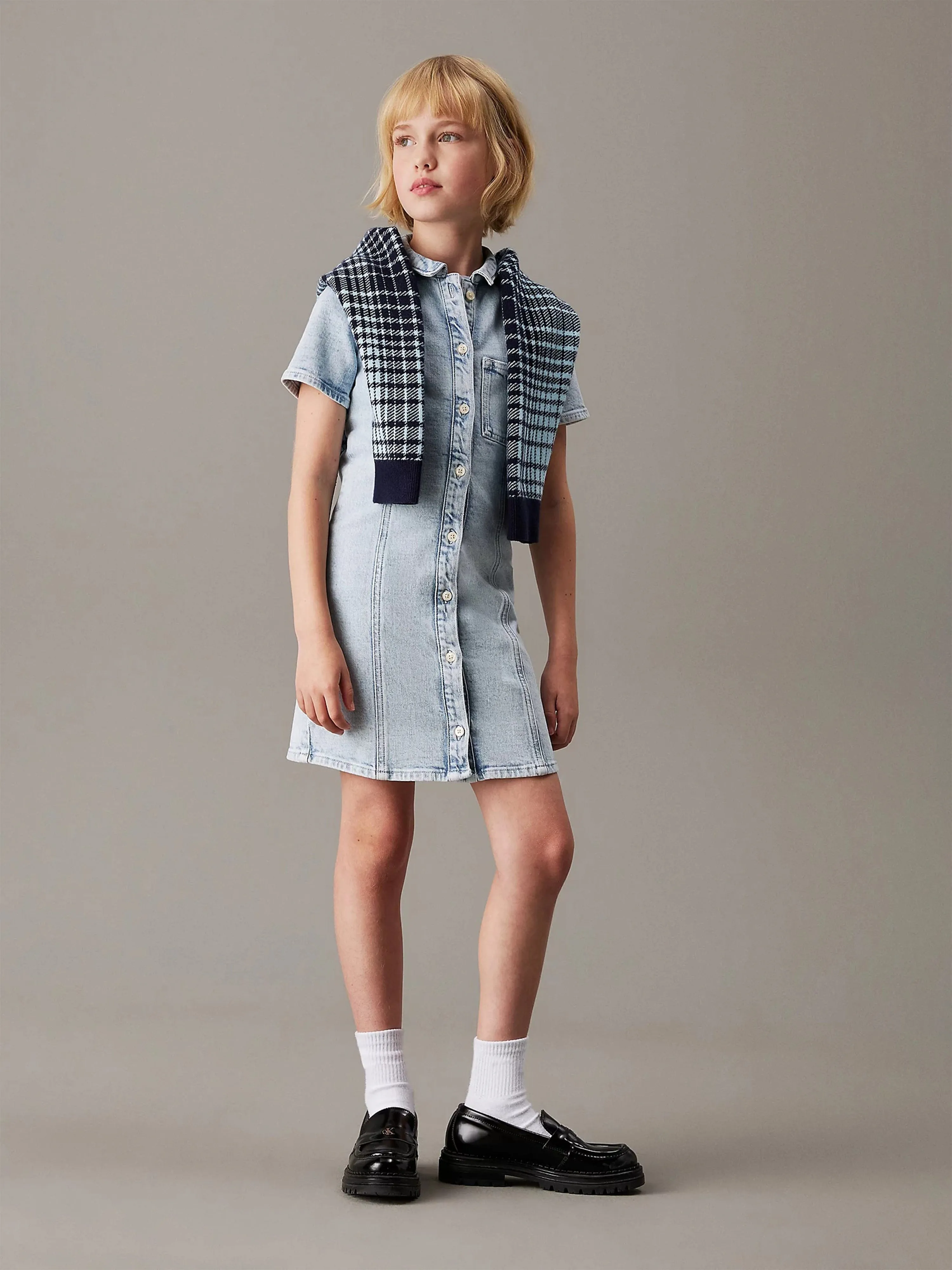 Girls Denim Dress in Blue