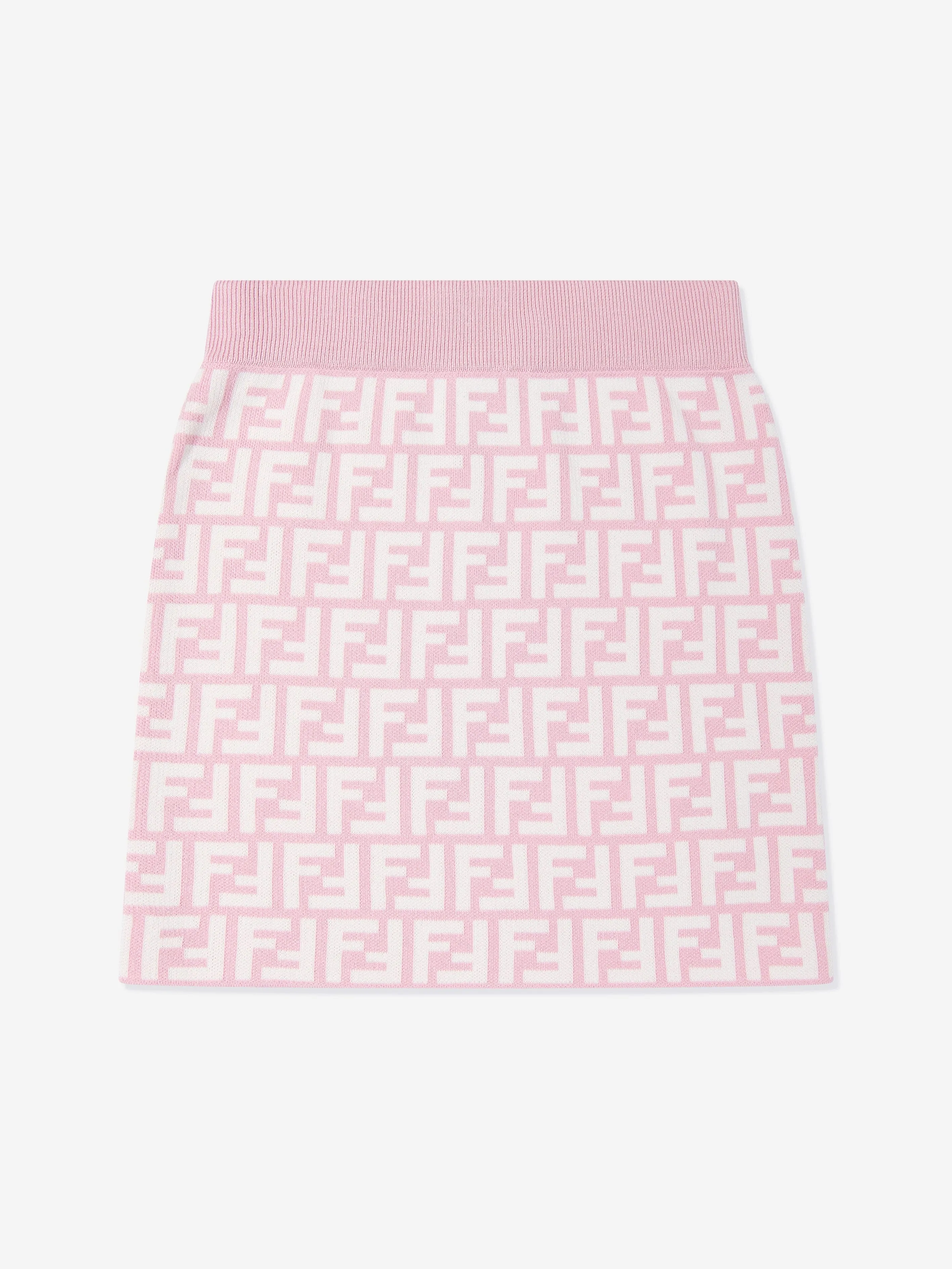 Girls FF Logo Knitted Skirt in Pink