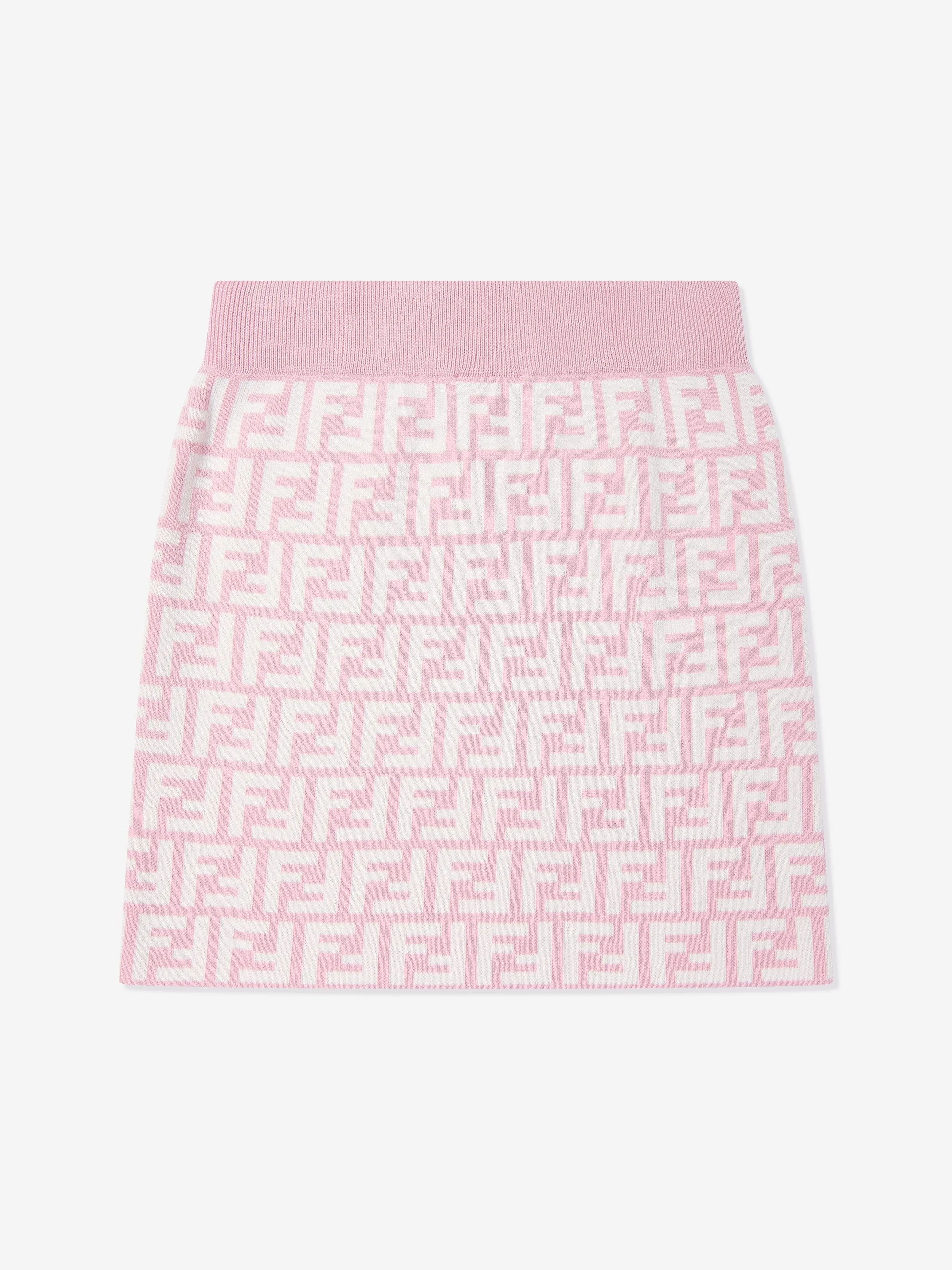 Girls FF Logo Knitted Skirt in Pink