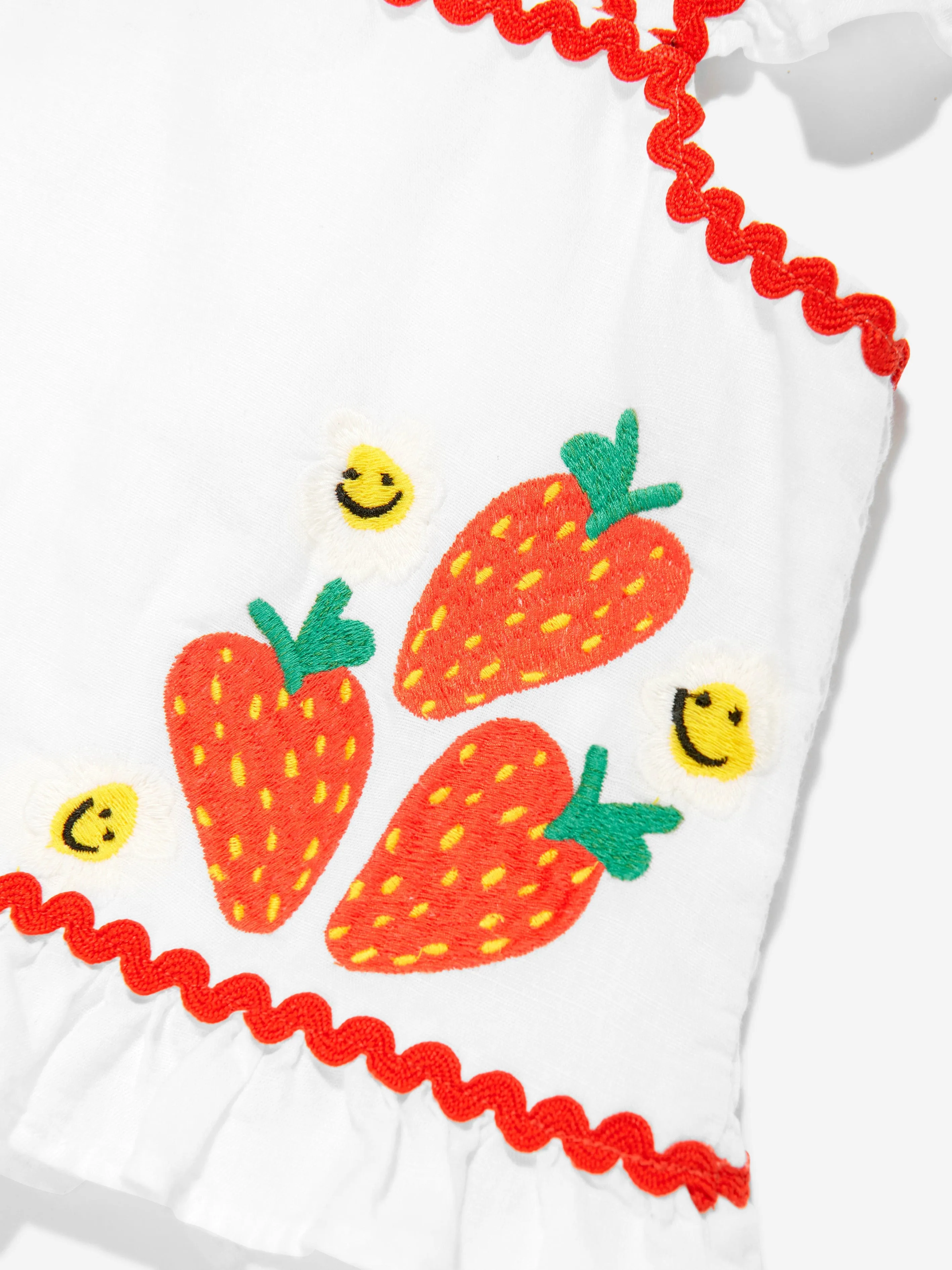 Girls Linen Strawberry Top in Ivory
