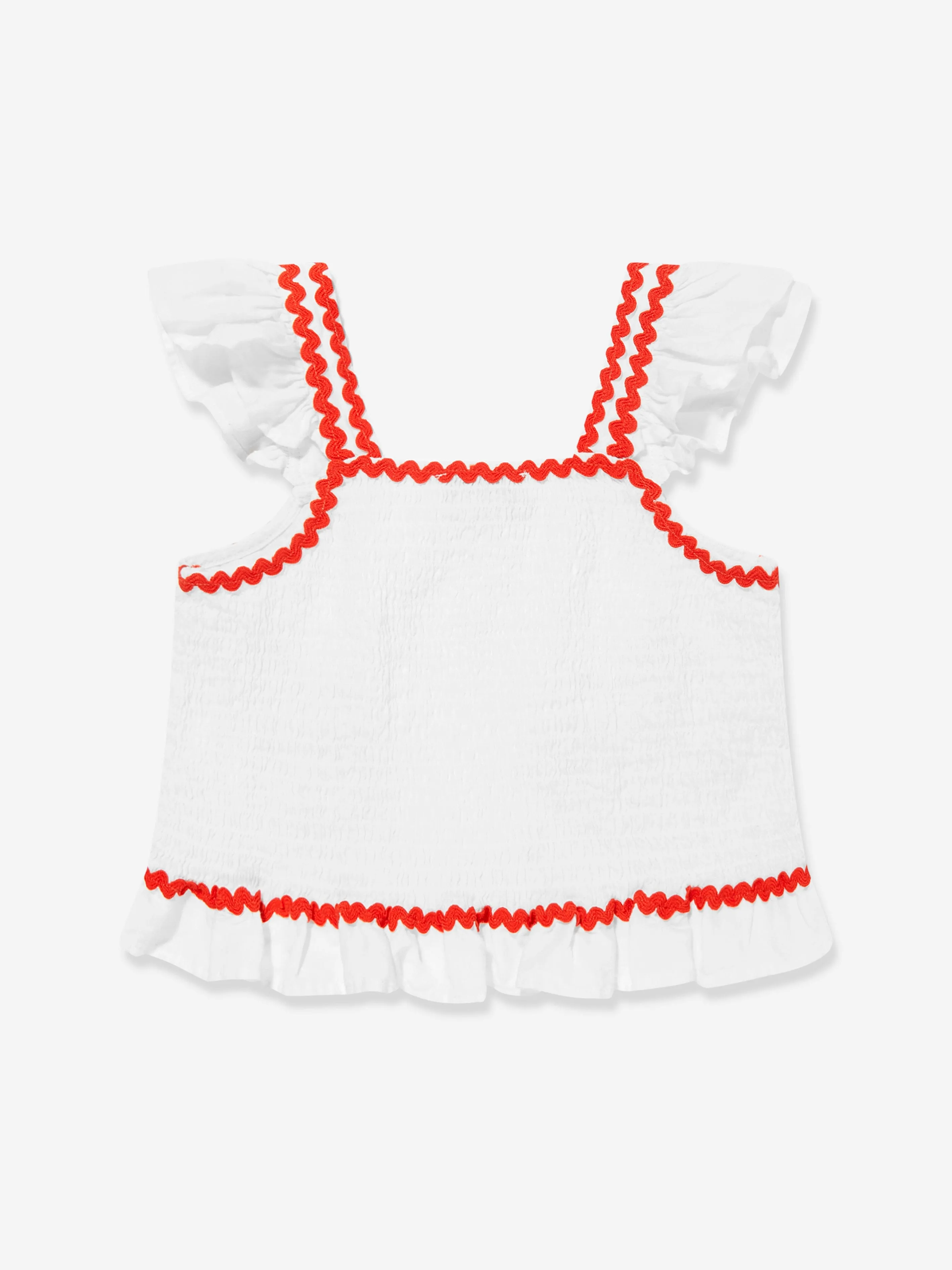 Girls Linen Strawberry Top in Ivory