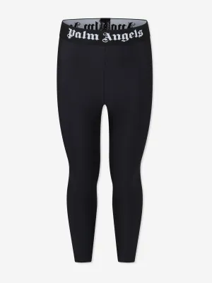Girls Logo Band Active Leggings in Black