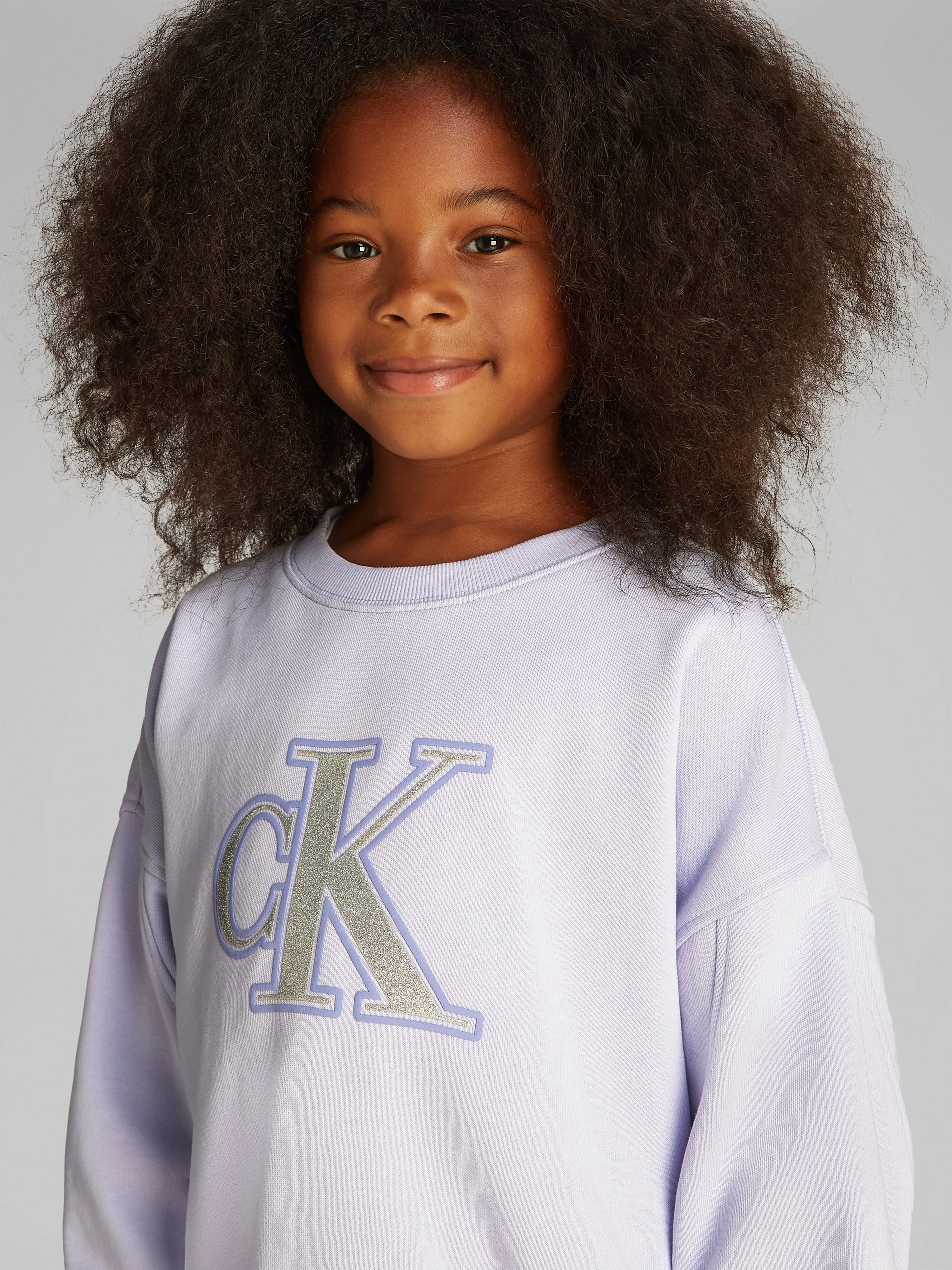 Girls Metallic CK Sweatshirt in Purple