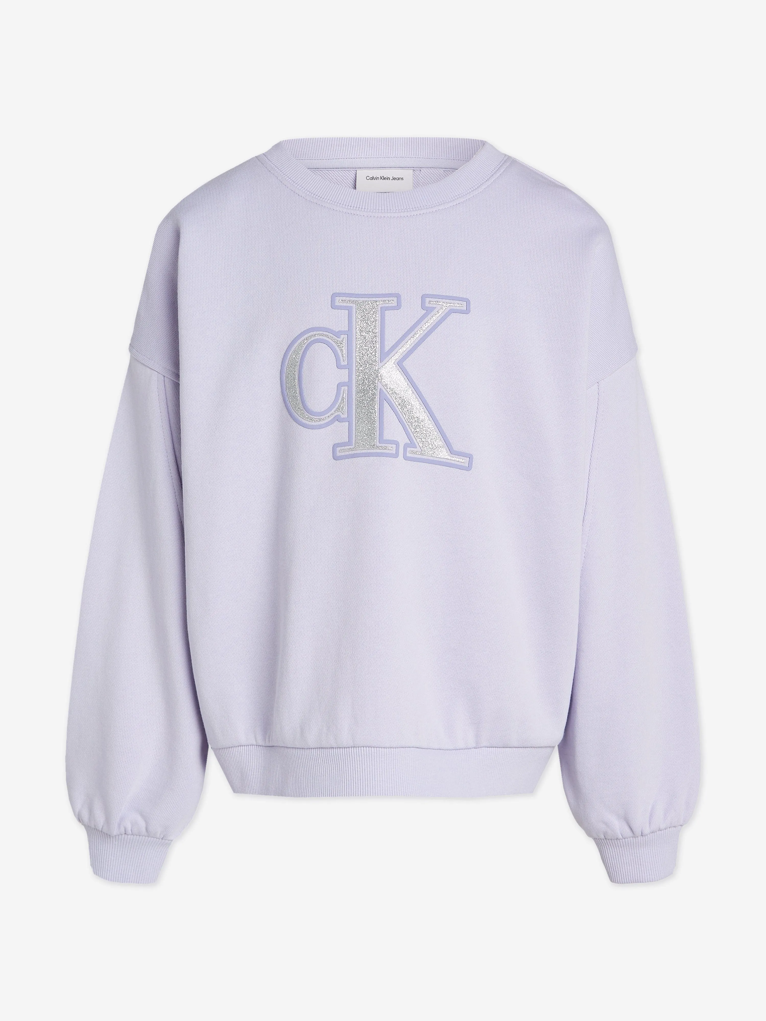 Girls Metallic CK Sweatshirt in Purple