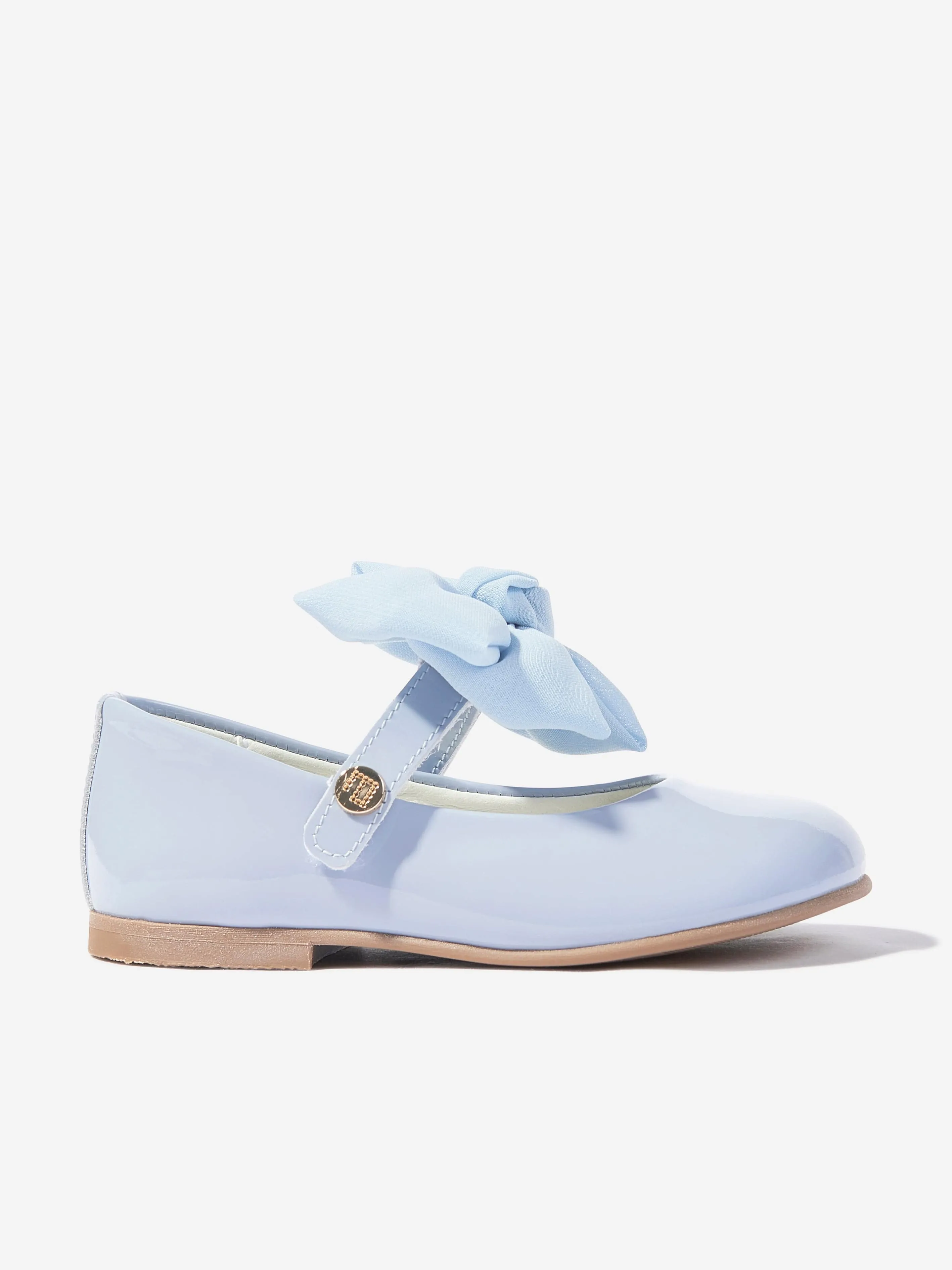 Girls Patent Leather Bow Shoes in Blue