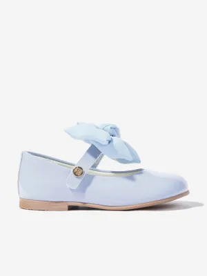 Girls Patent Leather Bow Shoes in Blue