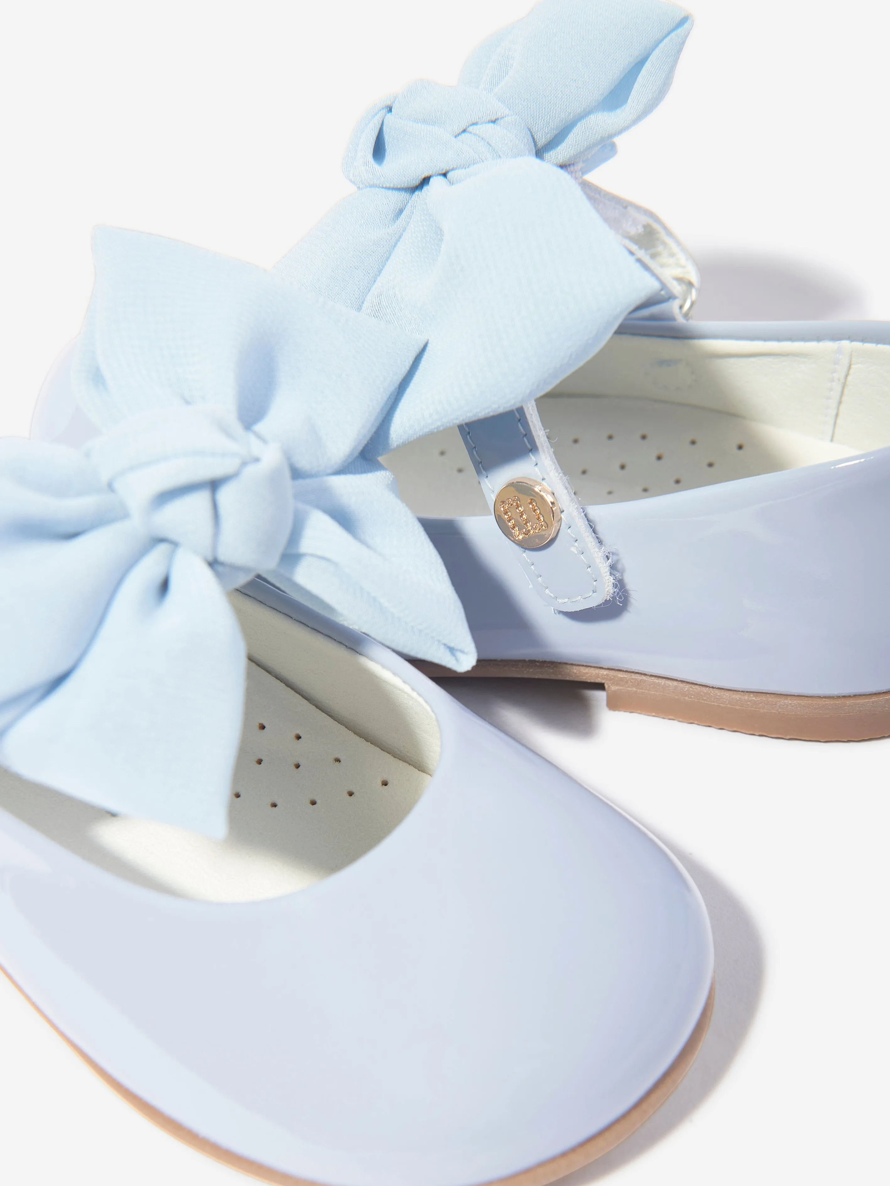 Girls Patent Leather Bow Shoes in Blue