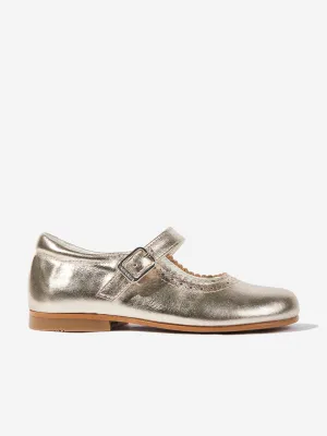 Girls Scalloped Edge Mary Jane Shoes in Gold
