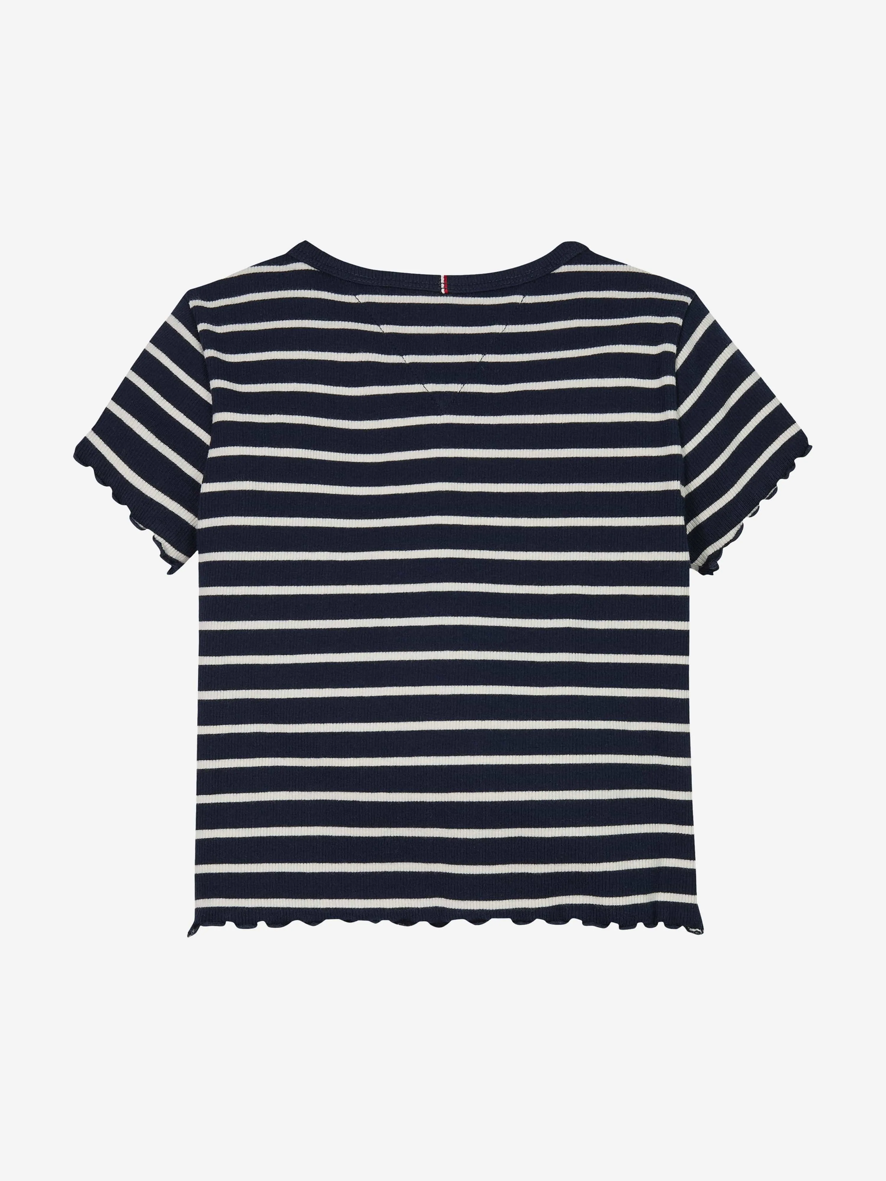 Girls Striped Rib Knit Top in Navy