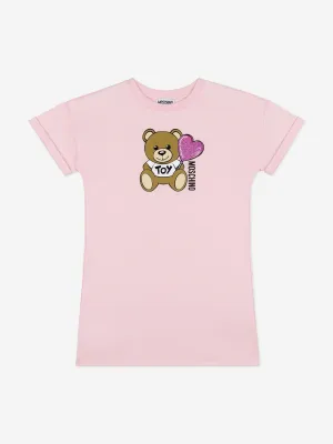Girls Teddy Bear Logo Dress in Pink