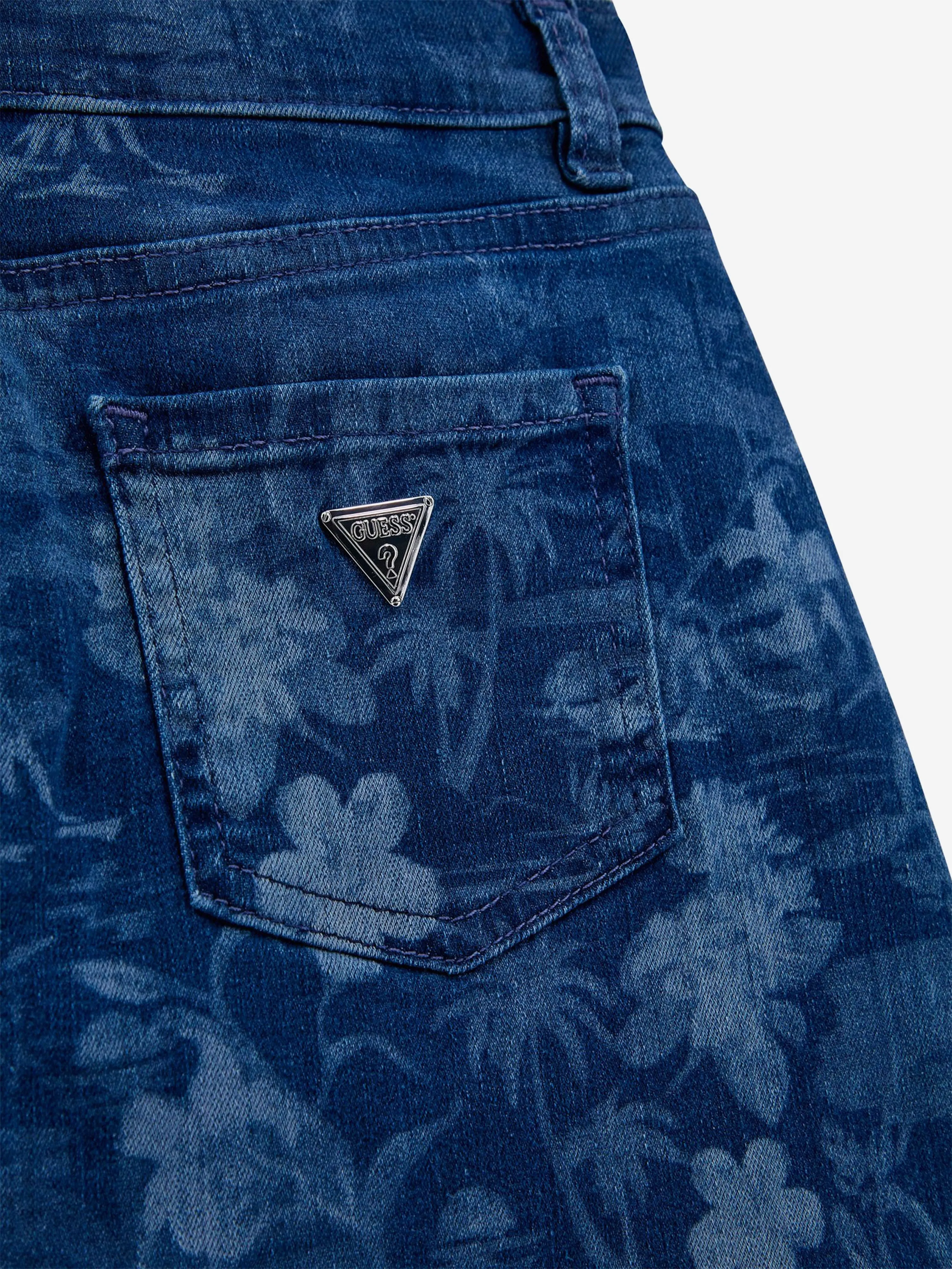 Girls Tropical Jungle Denim Skirt in Blue