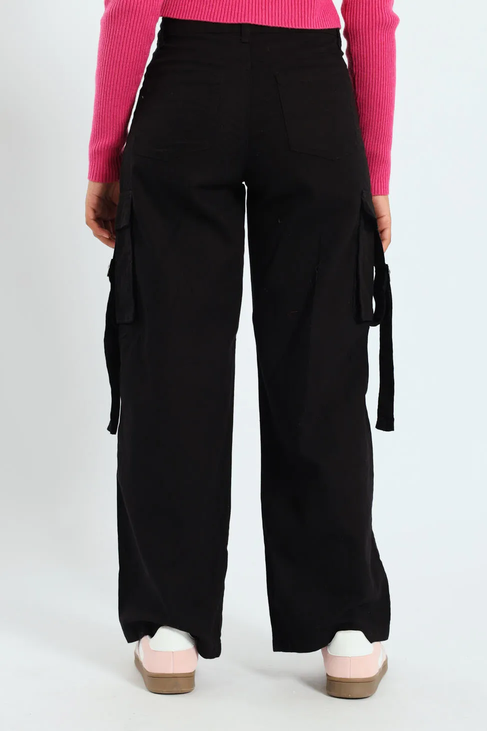 Girls Twill Cargo Pants - Black