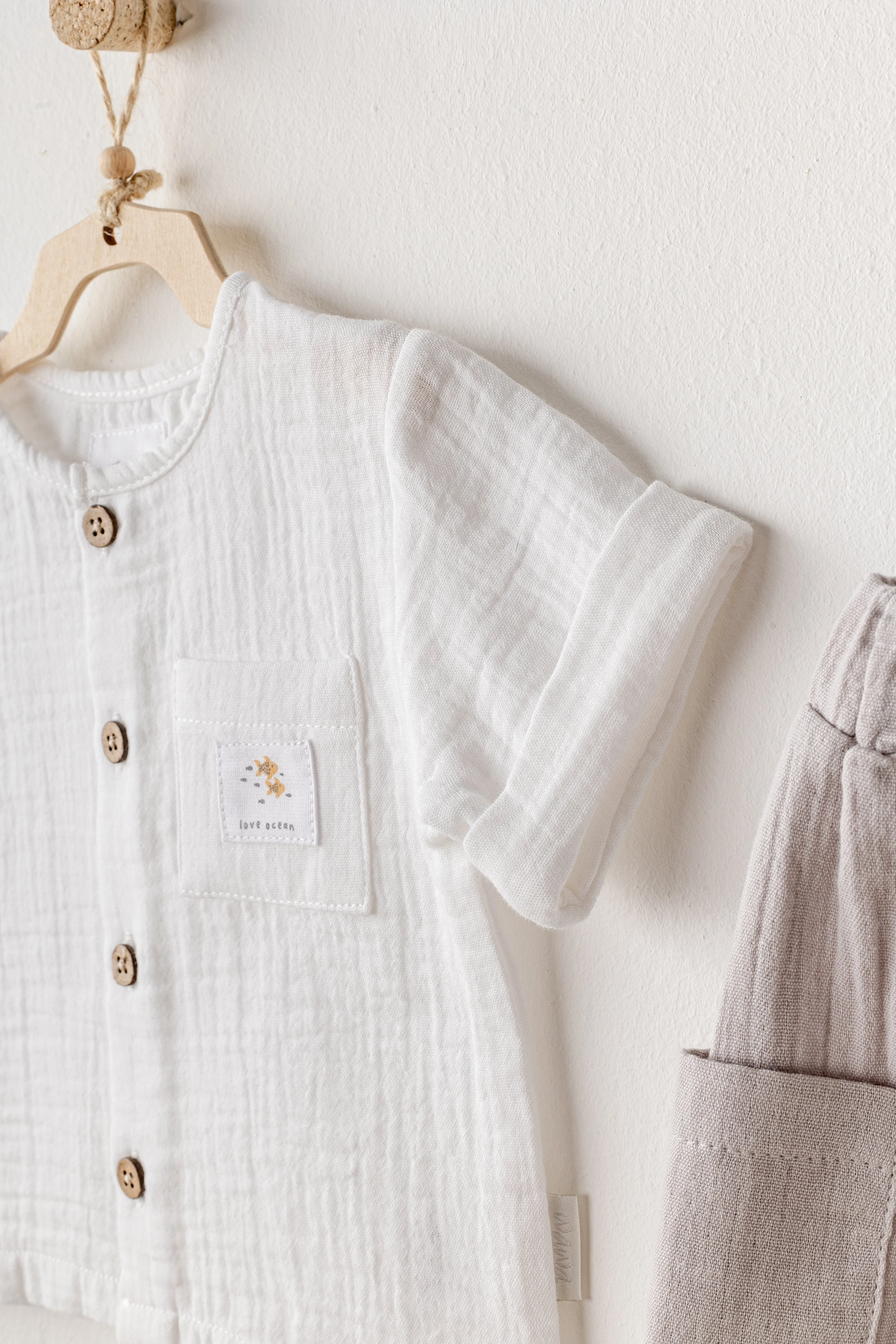 Grey Shorts Button Outfit