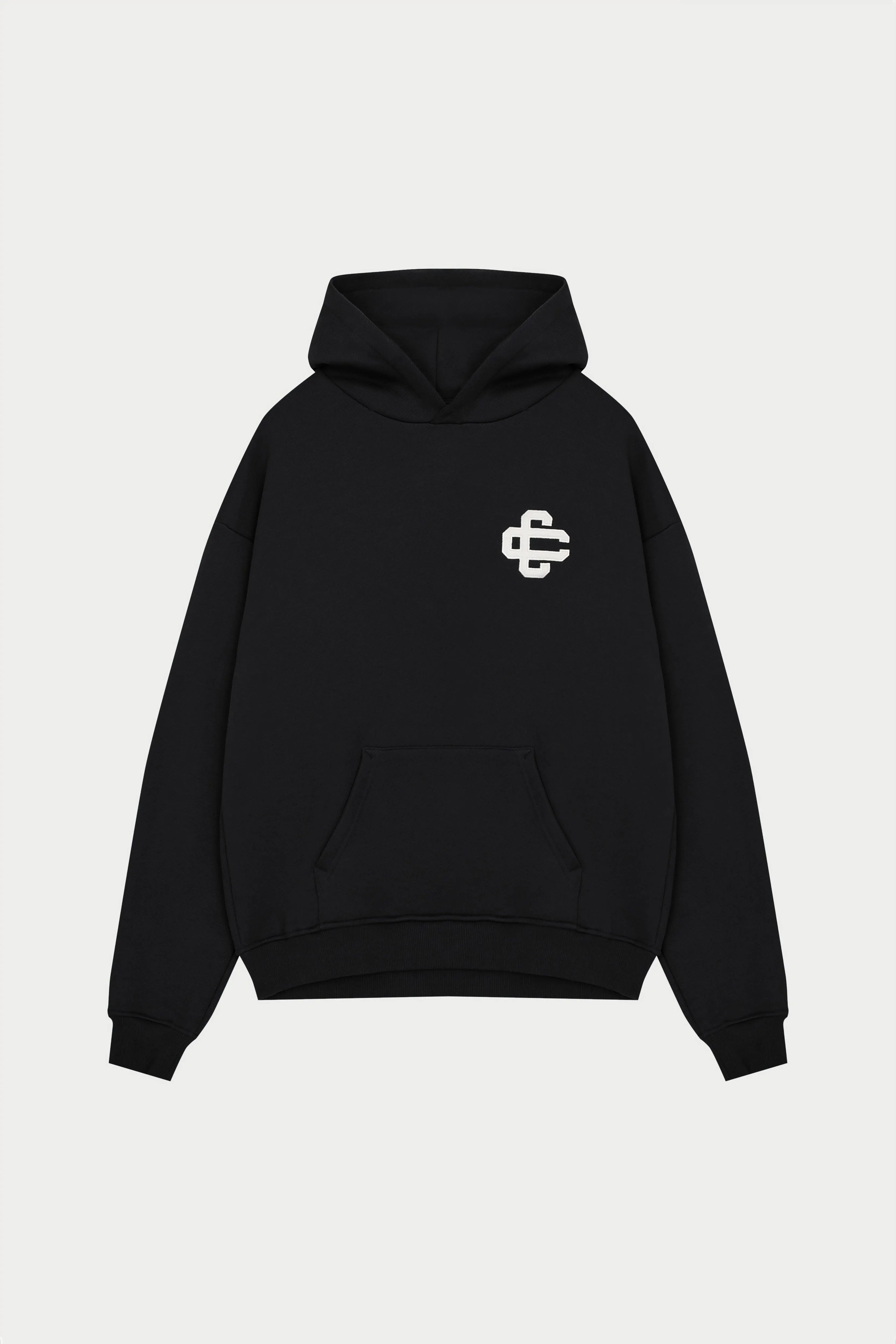 HEAVYWEIGHT EMBLEM APPLIQUE HOODIE - BLACK