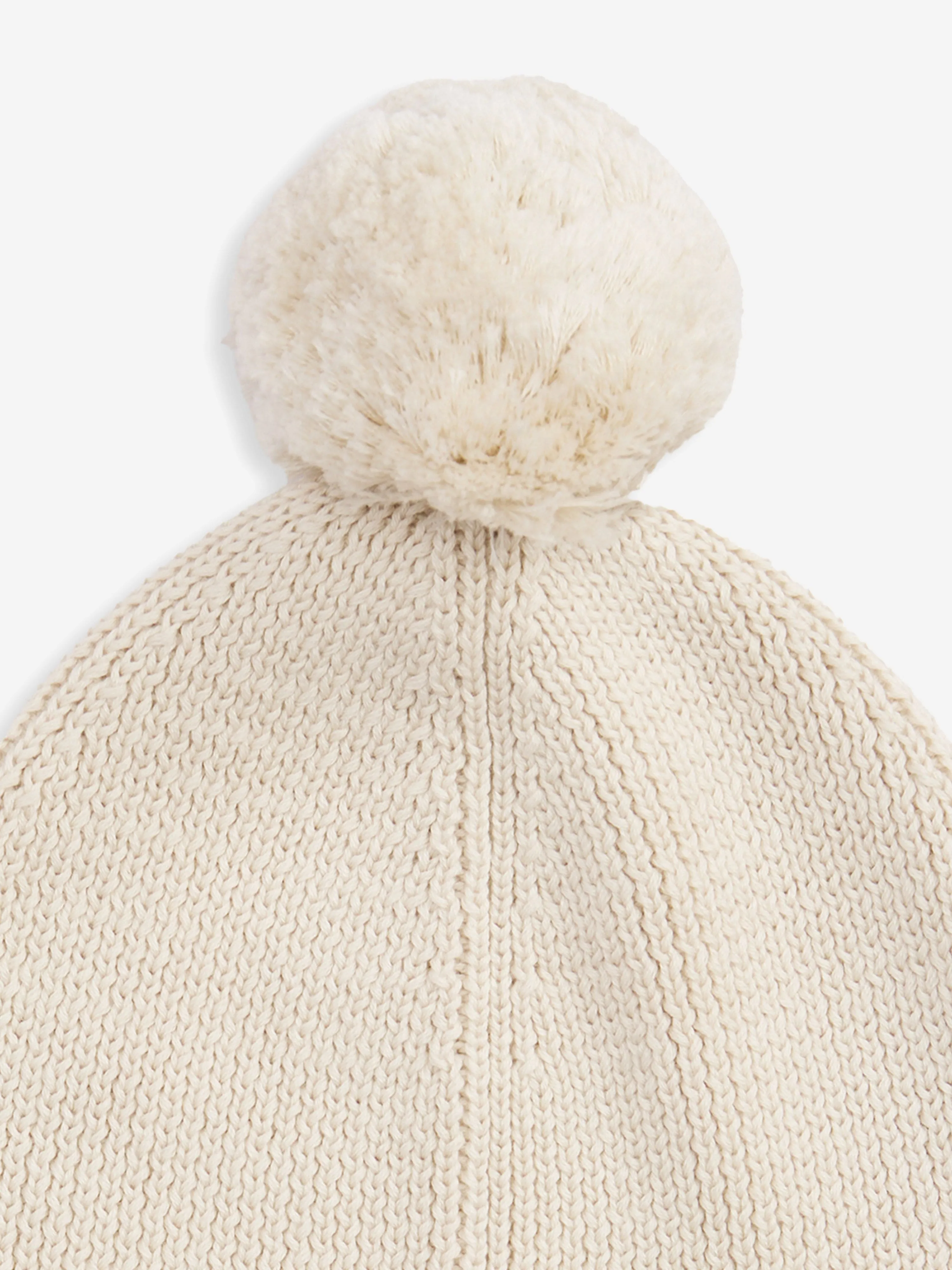 Kids Essential Pom Pom Beanie Hat in Ivory