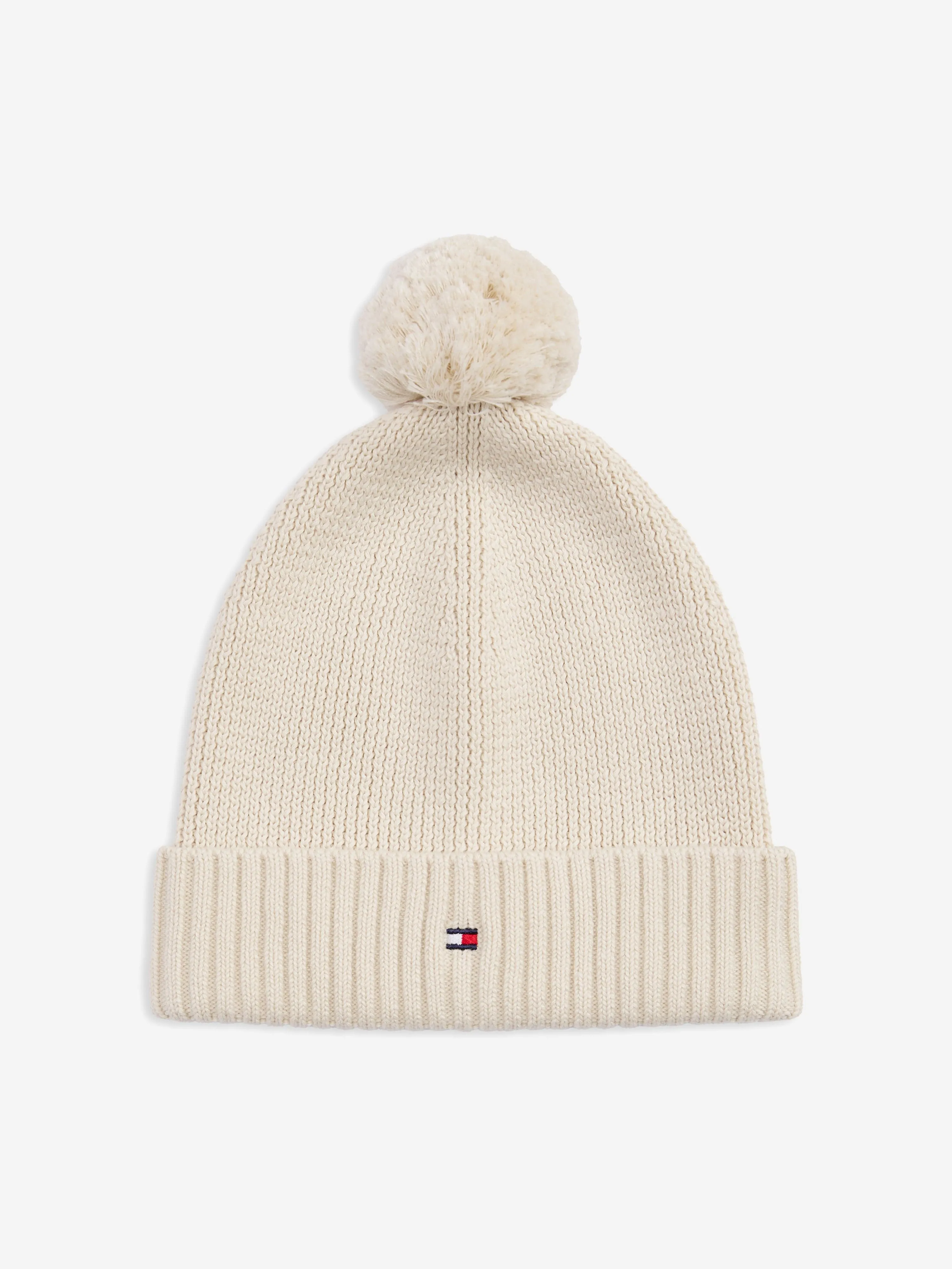 Kids Essential Pom Pom Beanie Hat in Ivory