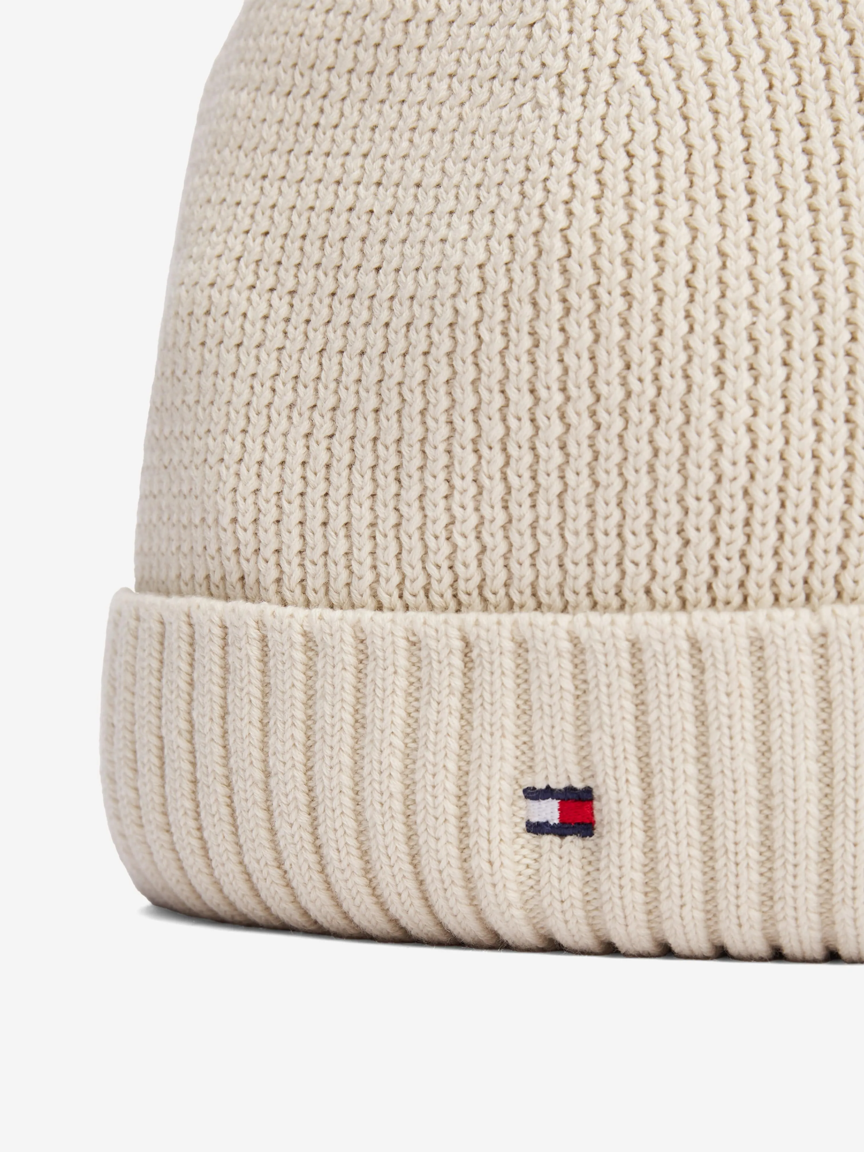 Kids Essential Pom Pom Beanie Hat in Ivory