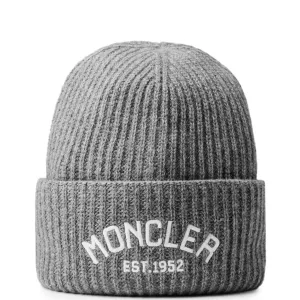 Kids Moncler Grey Embroidered Beanie