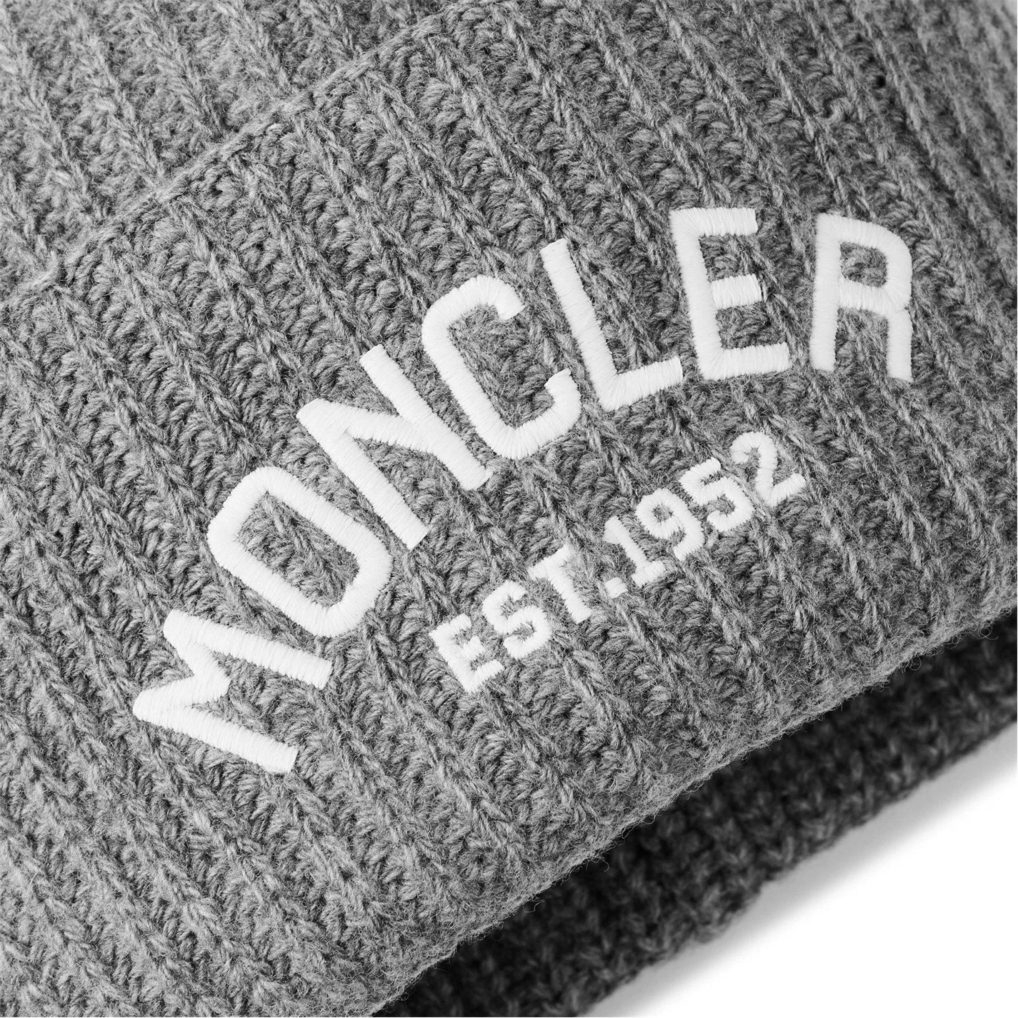 Kids Moncler Grey Embroidered Beanie