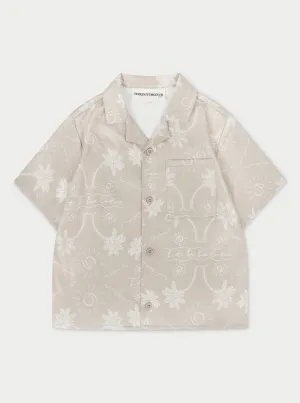 KIDS PALM PRINT SHIRT - BEIGE