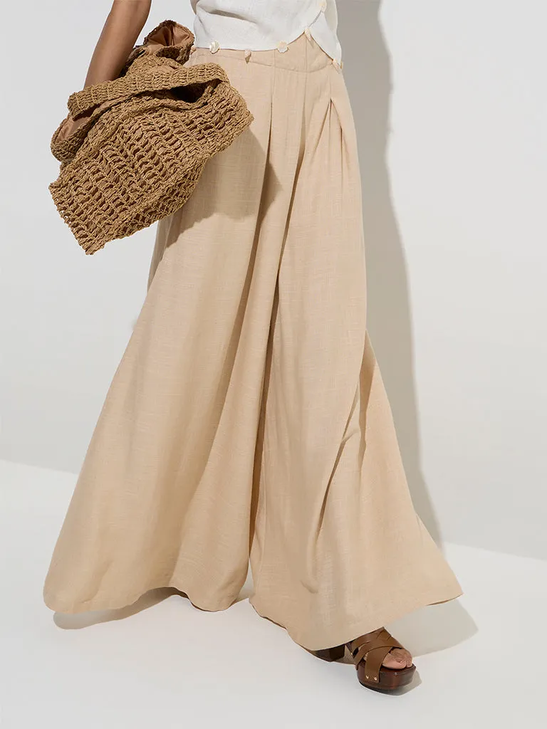 LOV Beige High-Rise Palazzos
