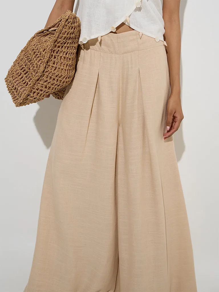 LOV Beige High-Rise Palazzos