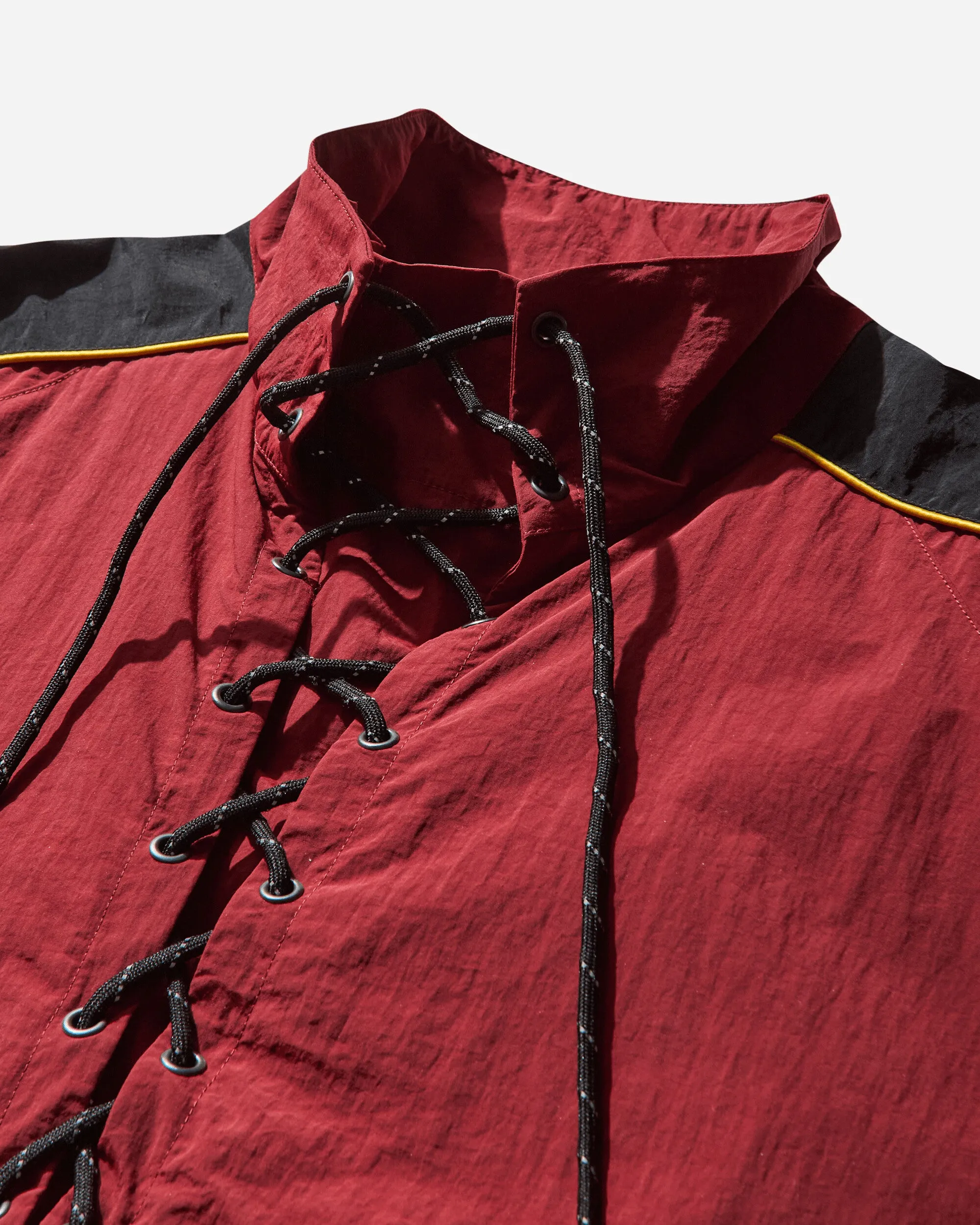 Men's Lace Up Pullover Black Burgundy