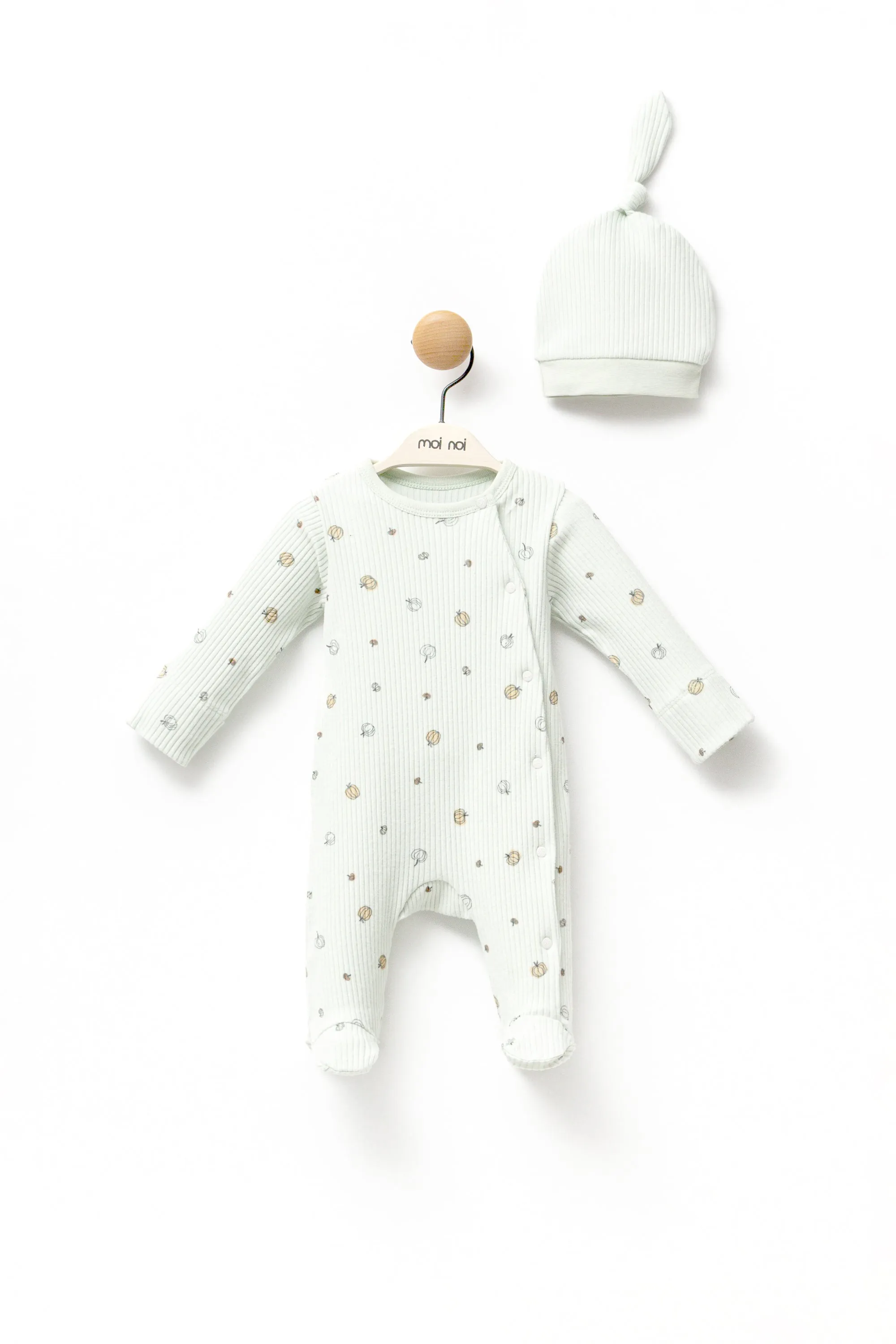 Mint Pumpkin Print Babygrow & Hat