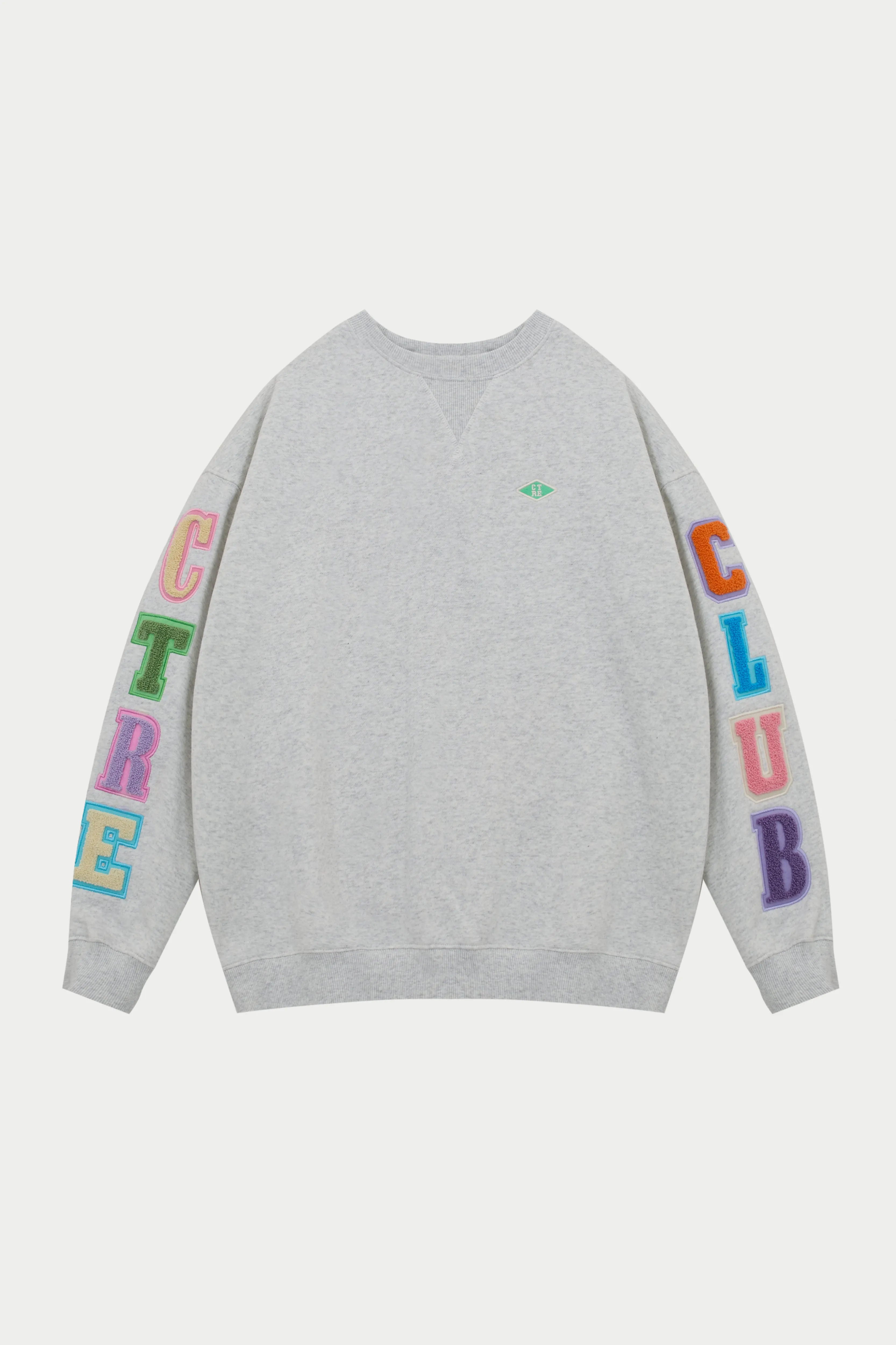 MULTIBADGED CHENILLE SWEATSHIRT - GREY MARL
