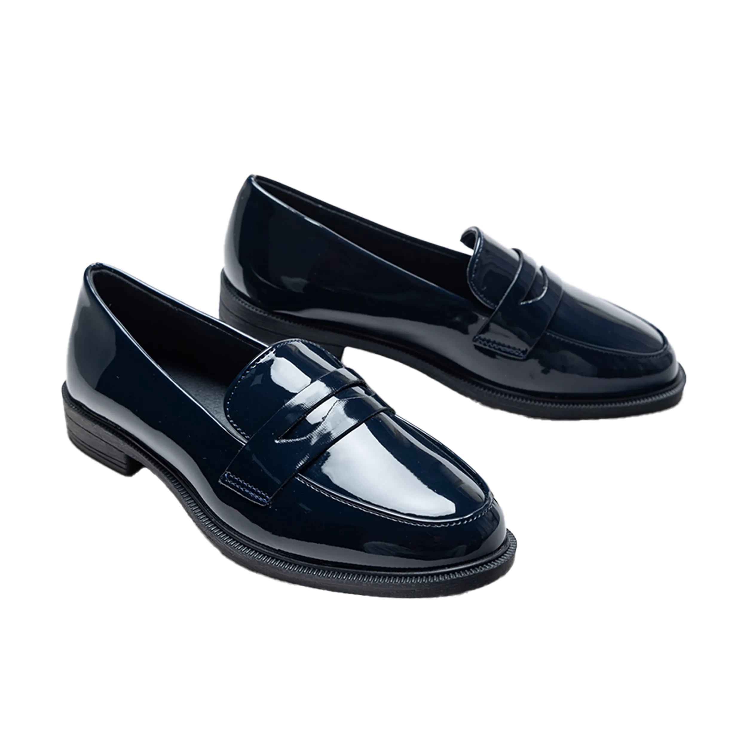 Navy Patent Penny Loafers