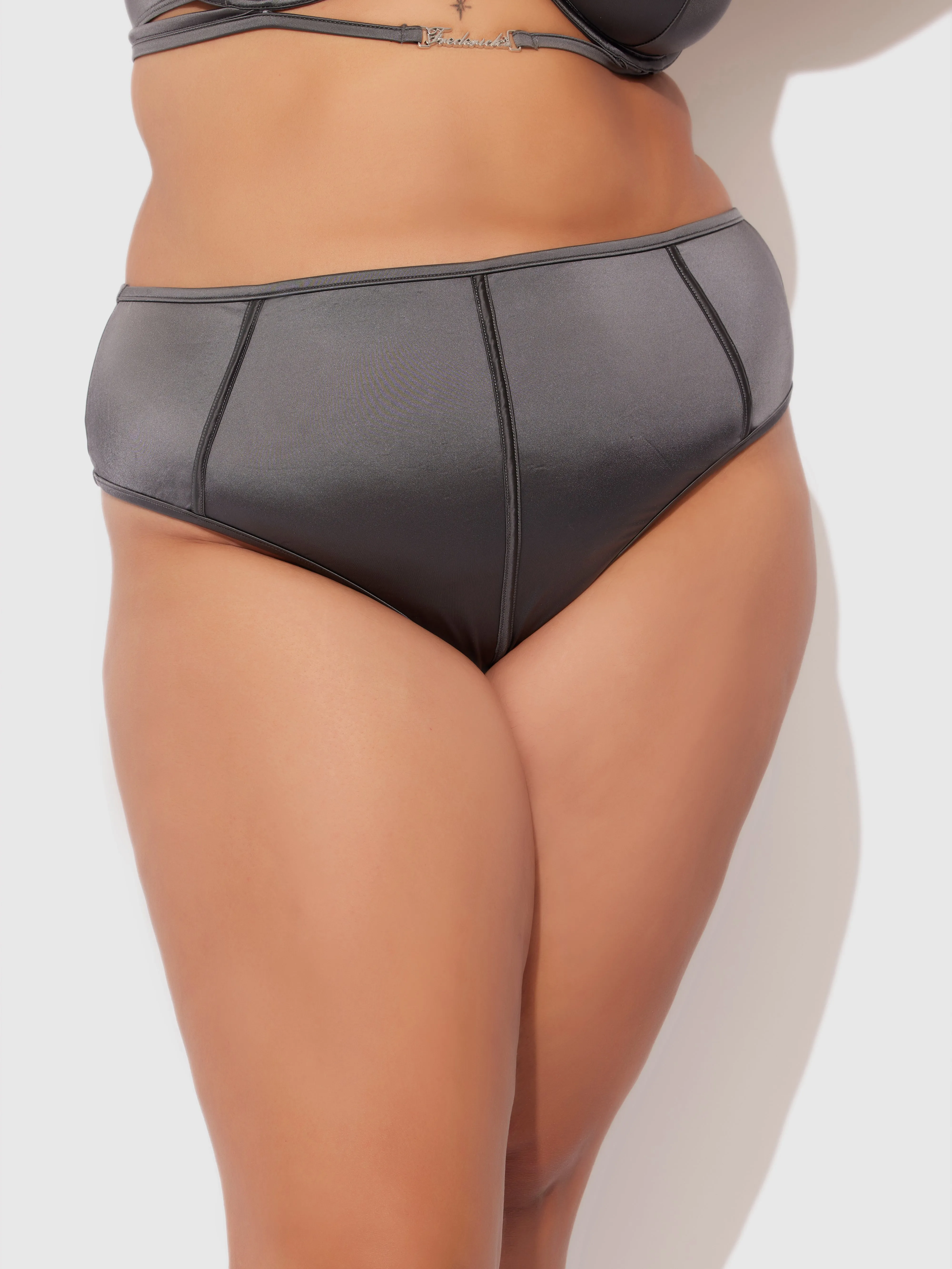 Neev Oil Slick High-Waist Cutout Back Thong