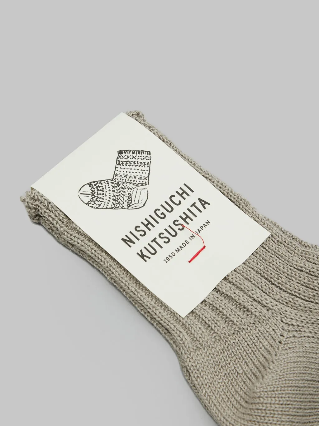 Nishiguchi Kutsushita Linen Ribbed Socks Beige