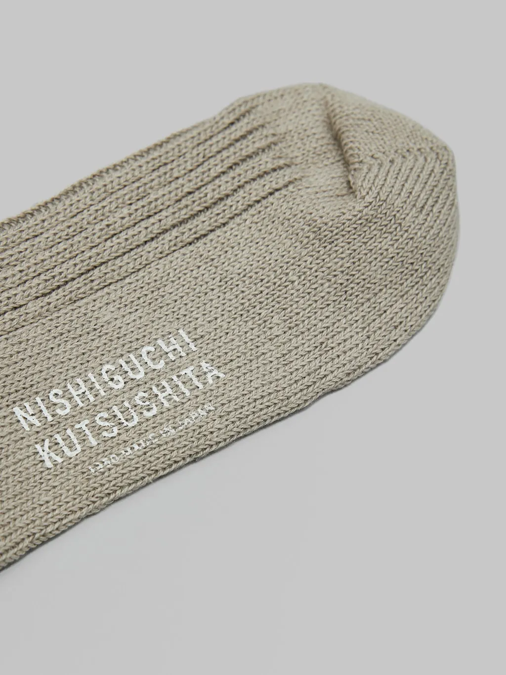 Nishiguchi Kutsushita Linen Ribbed Socks Beige