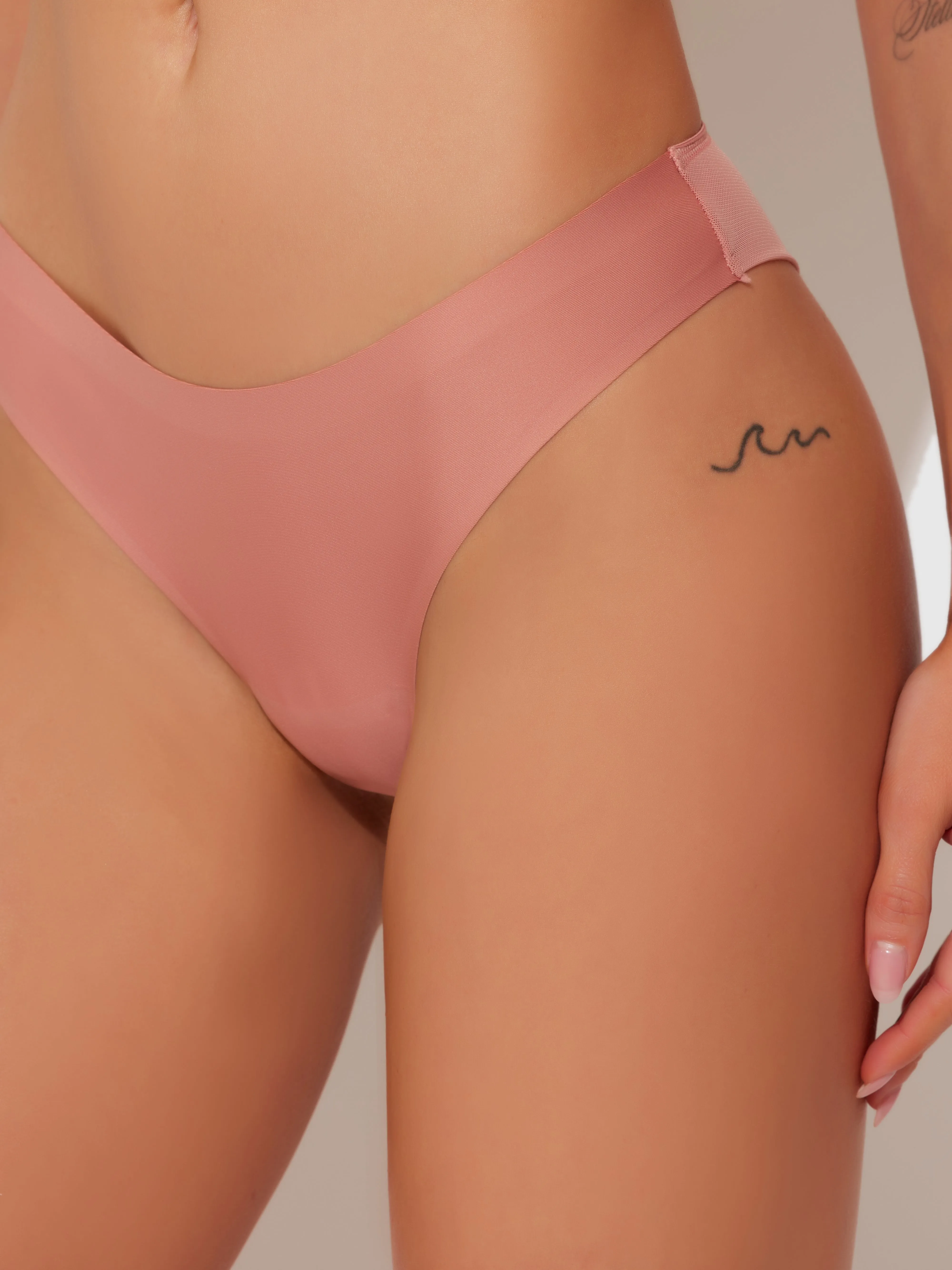 No Show Lasercut Micro Front & Mesh Back Tanga