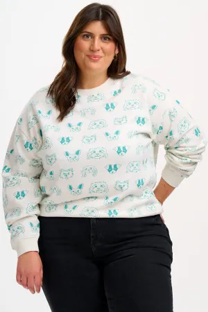 Noah Sweatshirt - Off-White/Green. Sketched Dogs