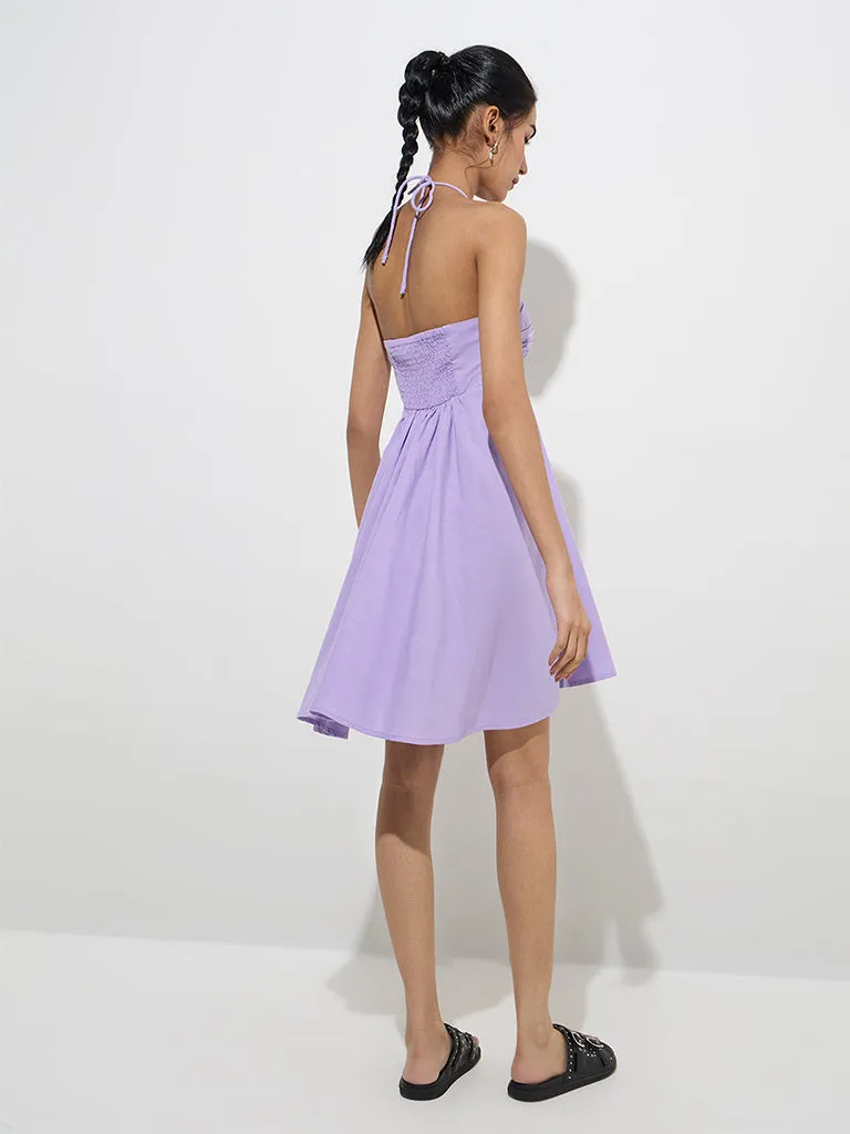 Nuon Lavender Halter-Neck A-Line Dress