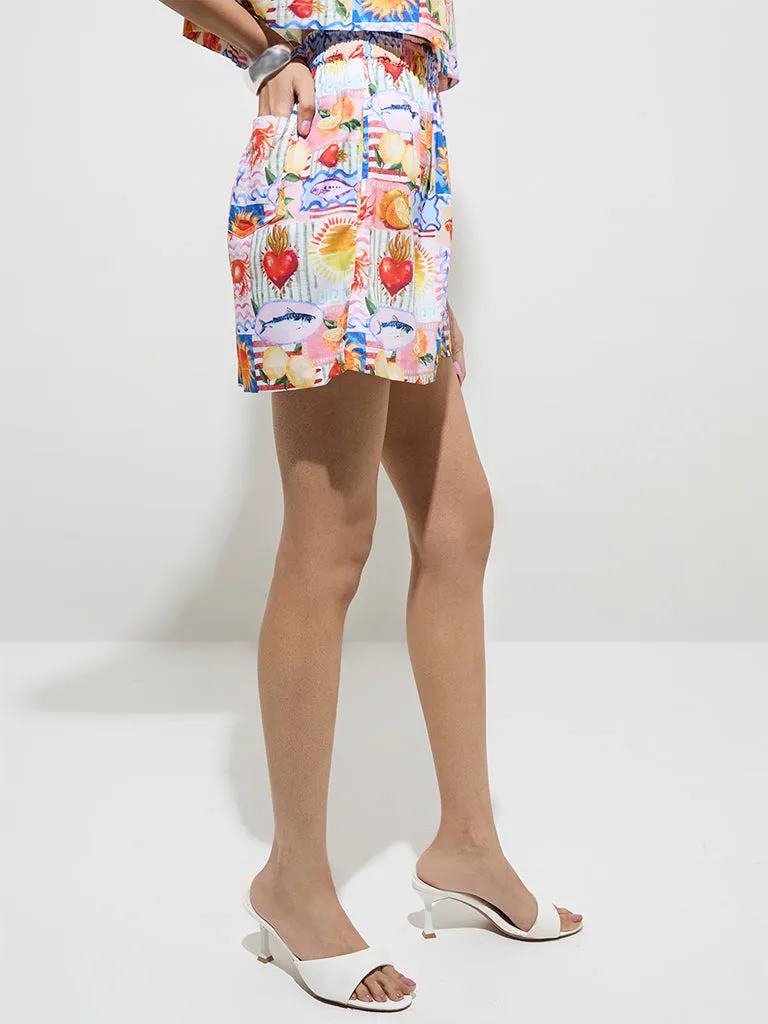 Nuon Multicolour Printed High-Rise Shorts