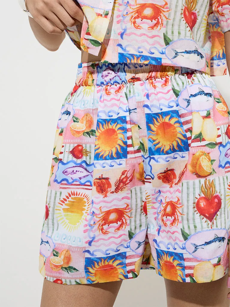 Nuon Multicolour Printed High-Rise Shorts