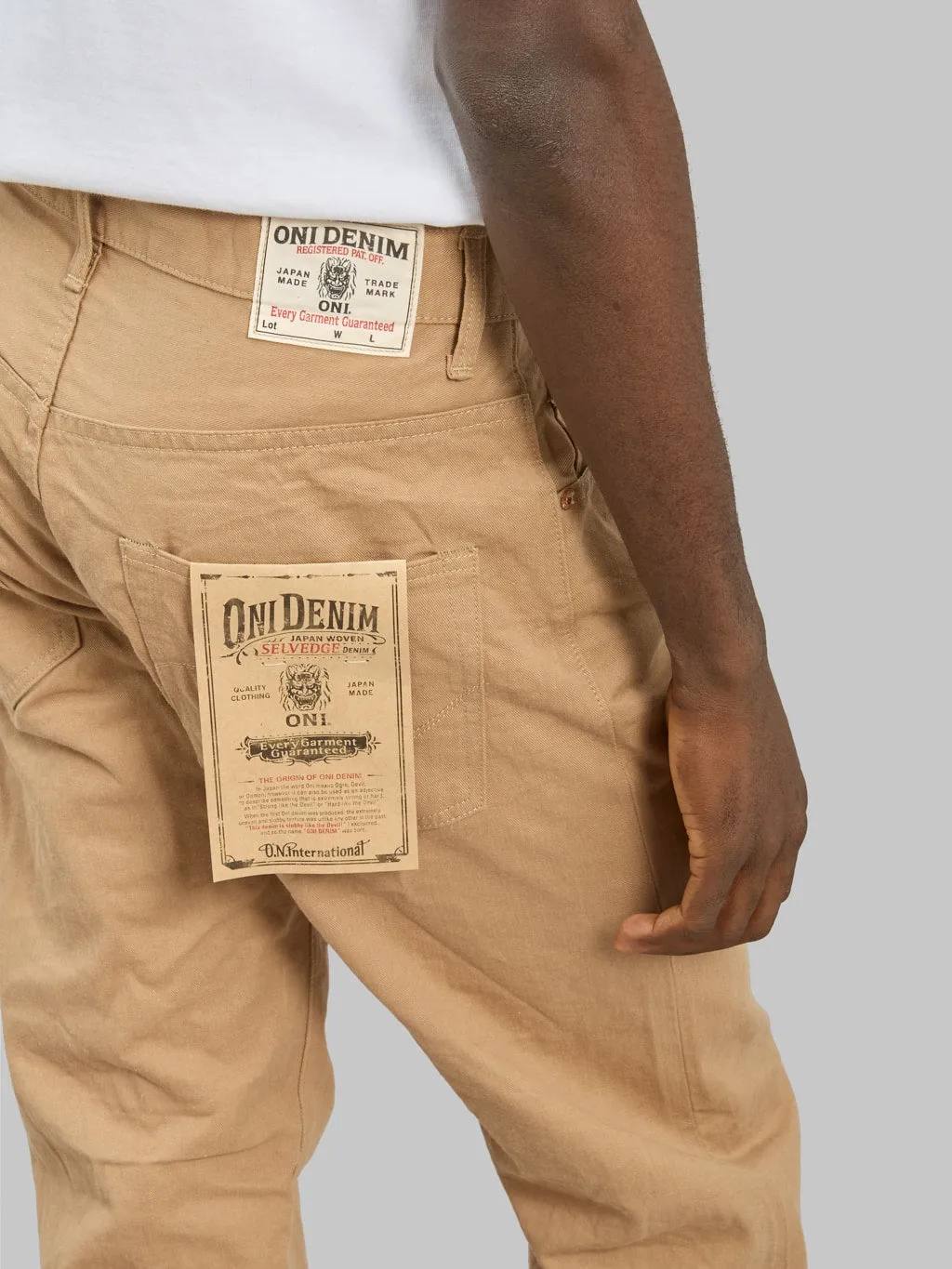 ONI Denim 022-SCKB 9.5oz Khaki Beige Selvedge Chino Relax Straight