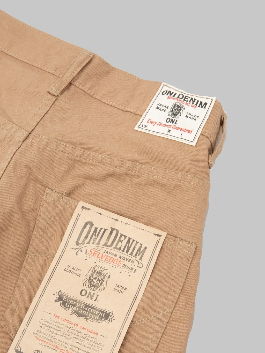 ONI Denim 022-SCKB 9.5oz Khaki Beige Selvedge Chino Relax Straight