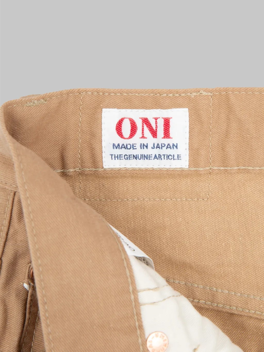 ONI Denim 022-SCKB 9.5oz Khaki Beige Selvedge Chino Relax Straight