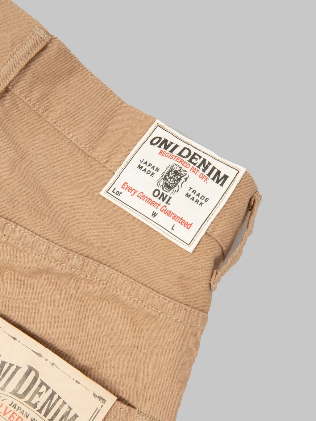 ONI Denim 022-SCKB 9.5oz Khaki Beige Selvedge Chino Relax Straight
