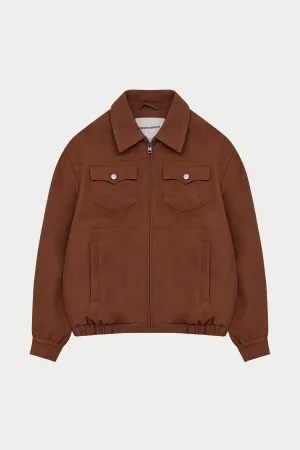 OVERSIZED FAUX SUEDE WESTERN JACKET - TAN