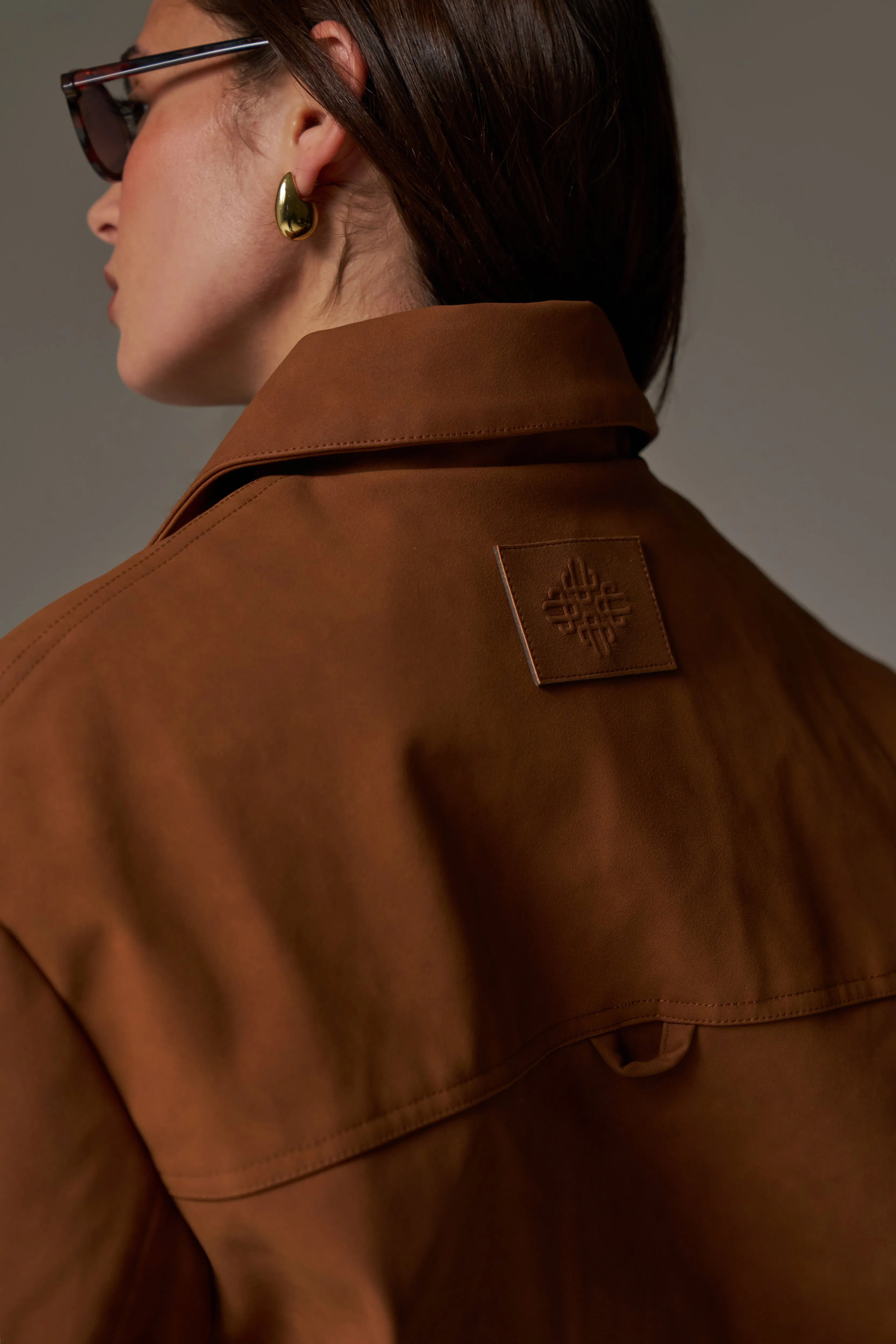 OVERSIZED FAUX SUEDE WESTERN JACKET - TAN