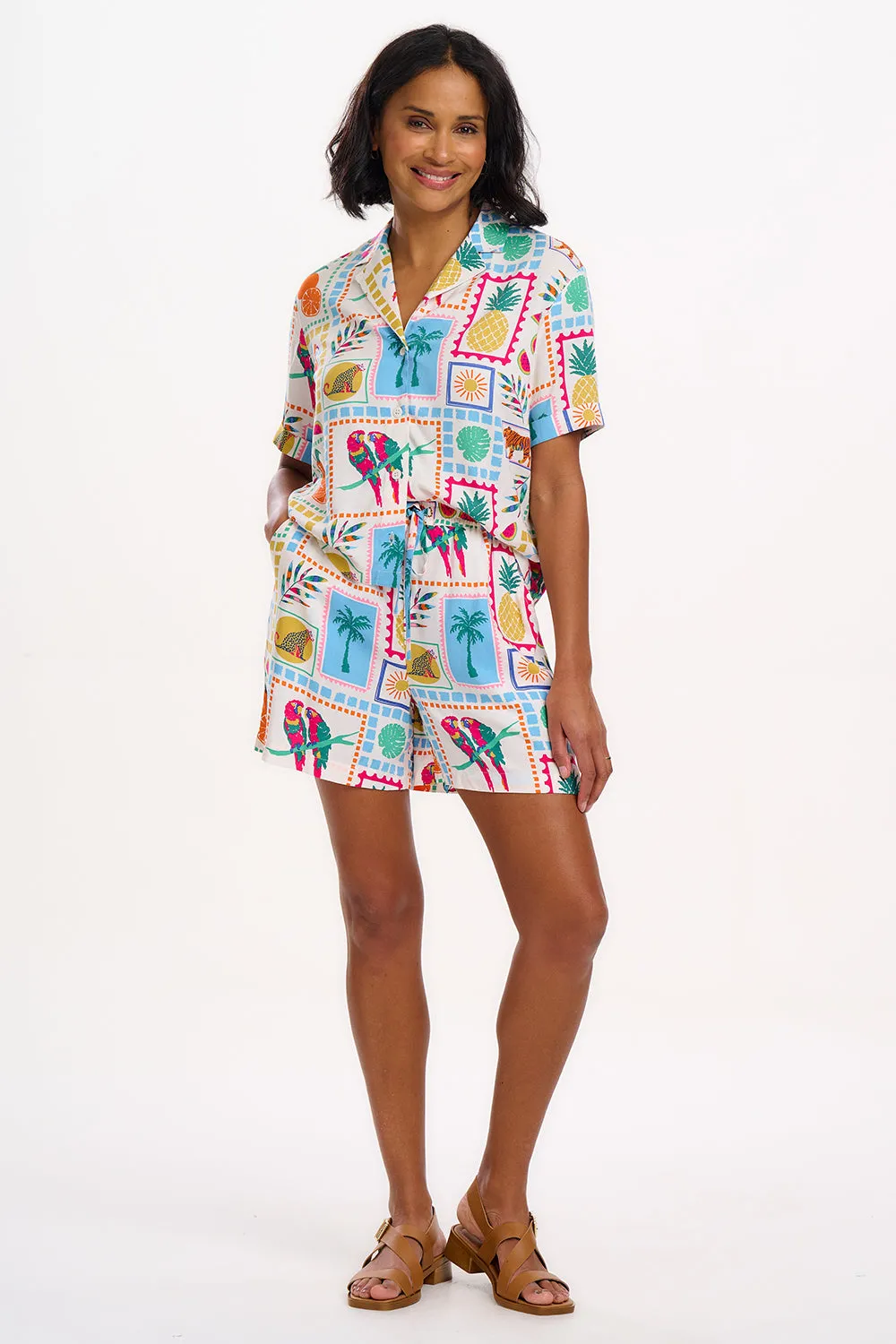 Patty Shorts - Off-White. Jungle Tile