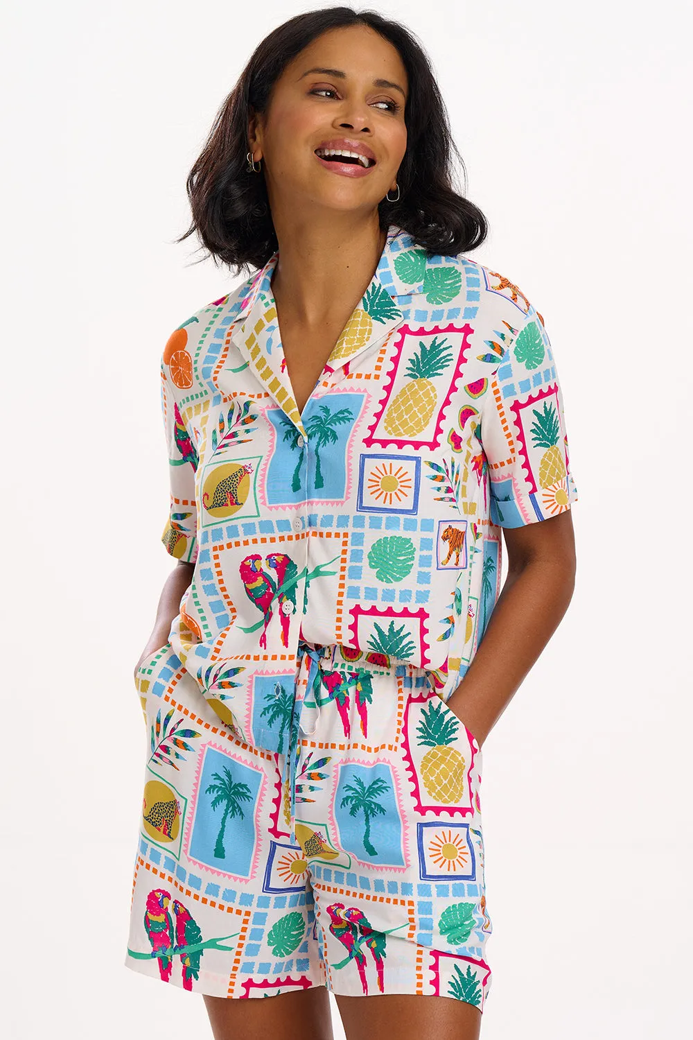 Patty Shorts - Off-White. Jungle Tile