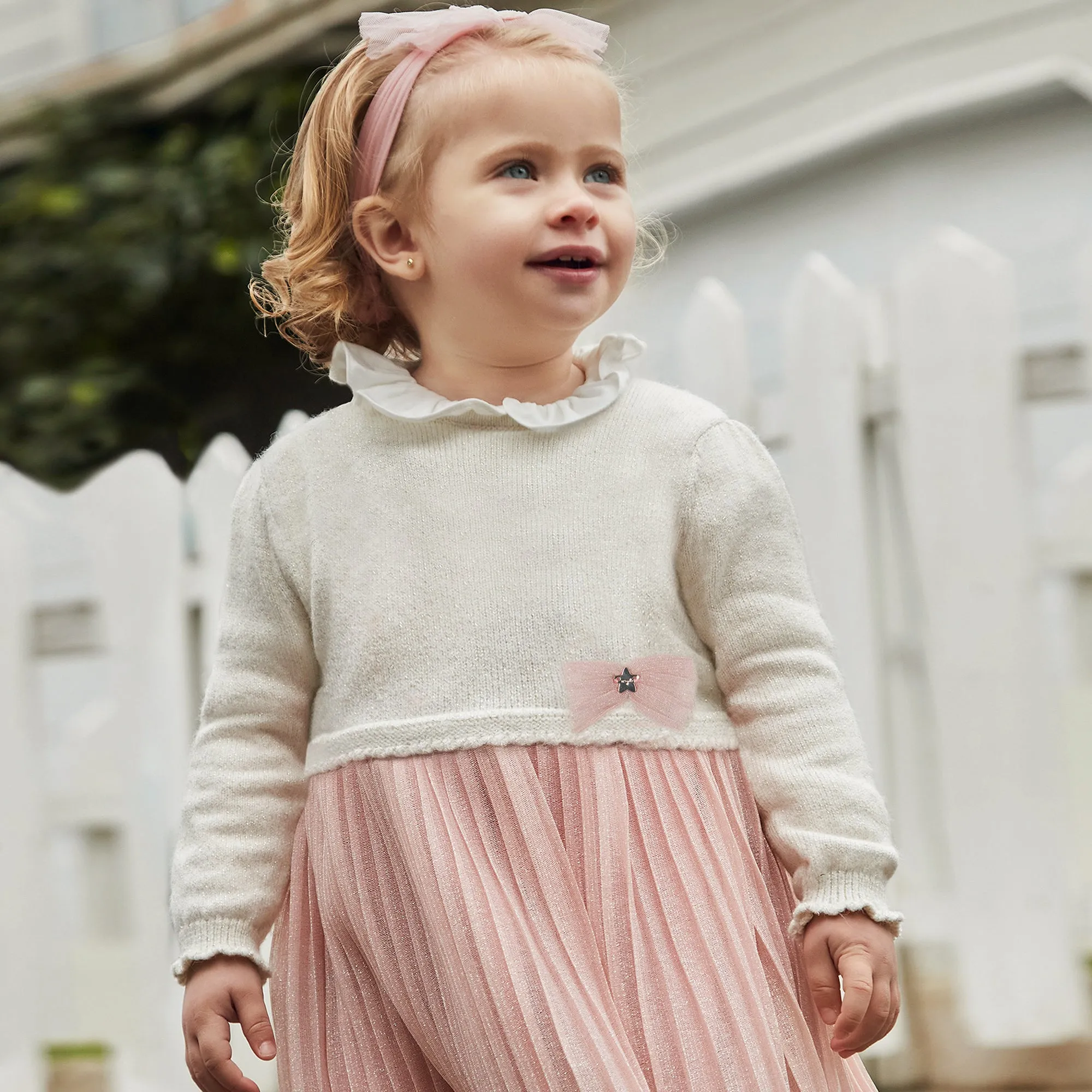 Pink Bow Applique Jersey Dress