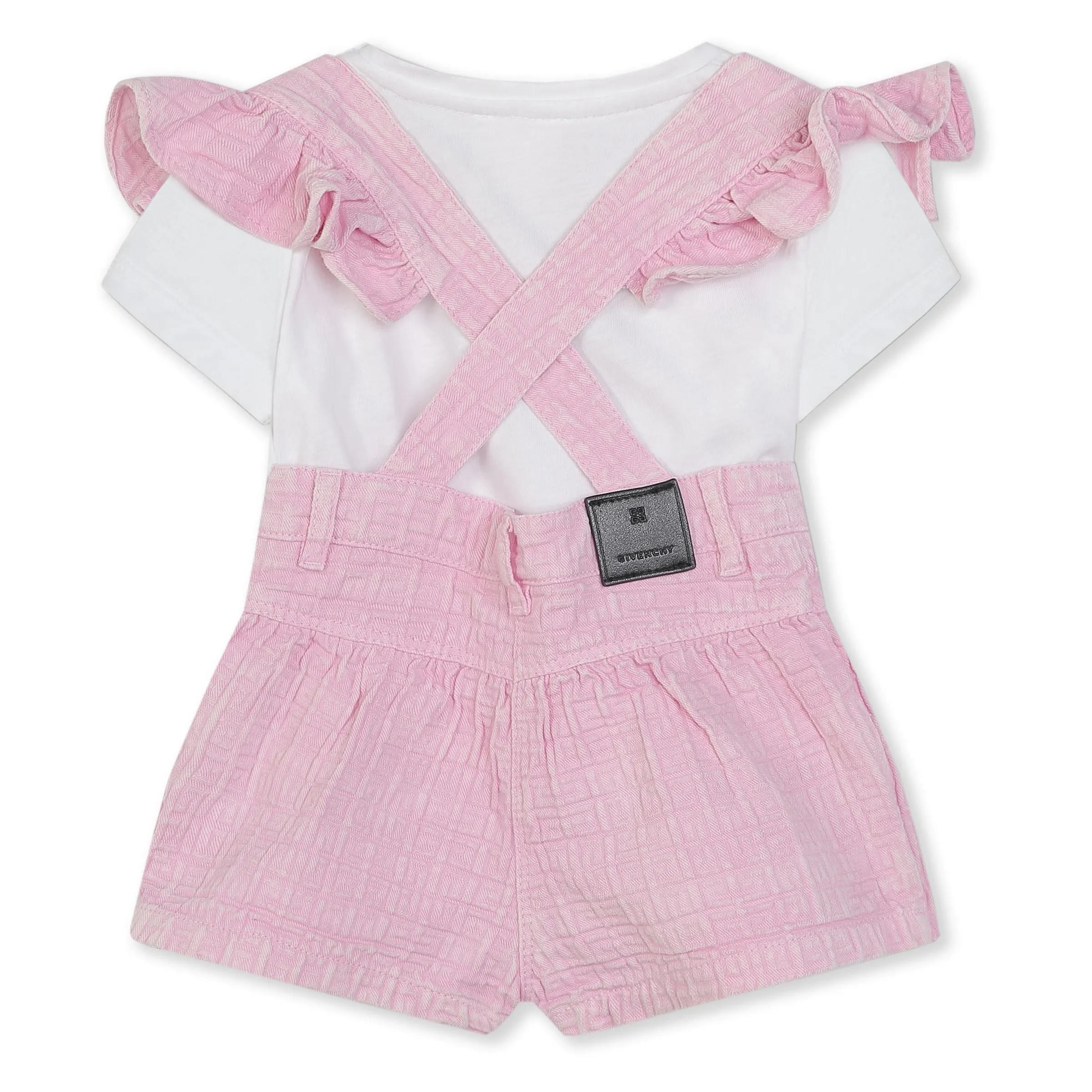 Pink Logo Cotton Romper Set