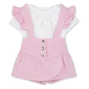 Pink Logo Cotton Romper Set