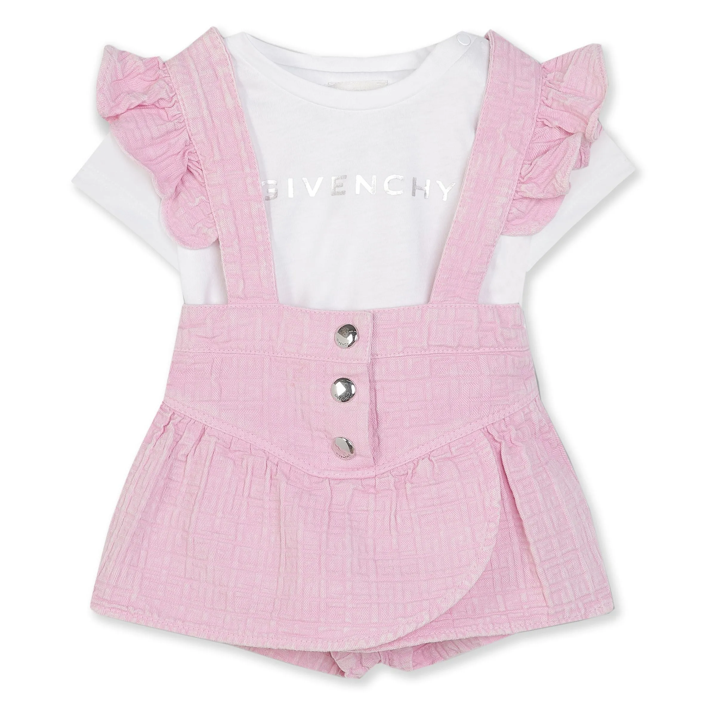 Pink Logo Cotton Romper Set